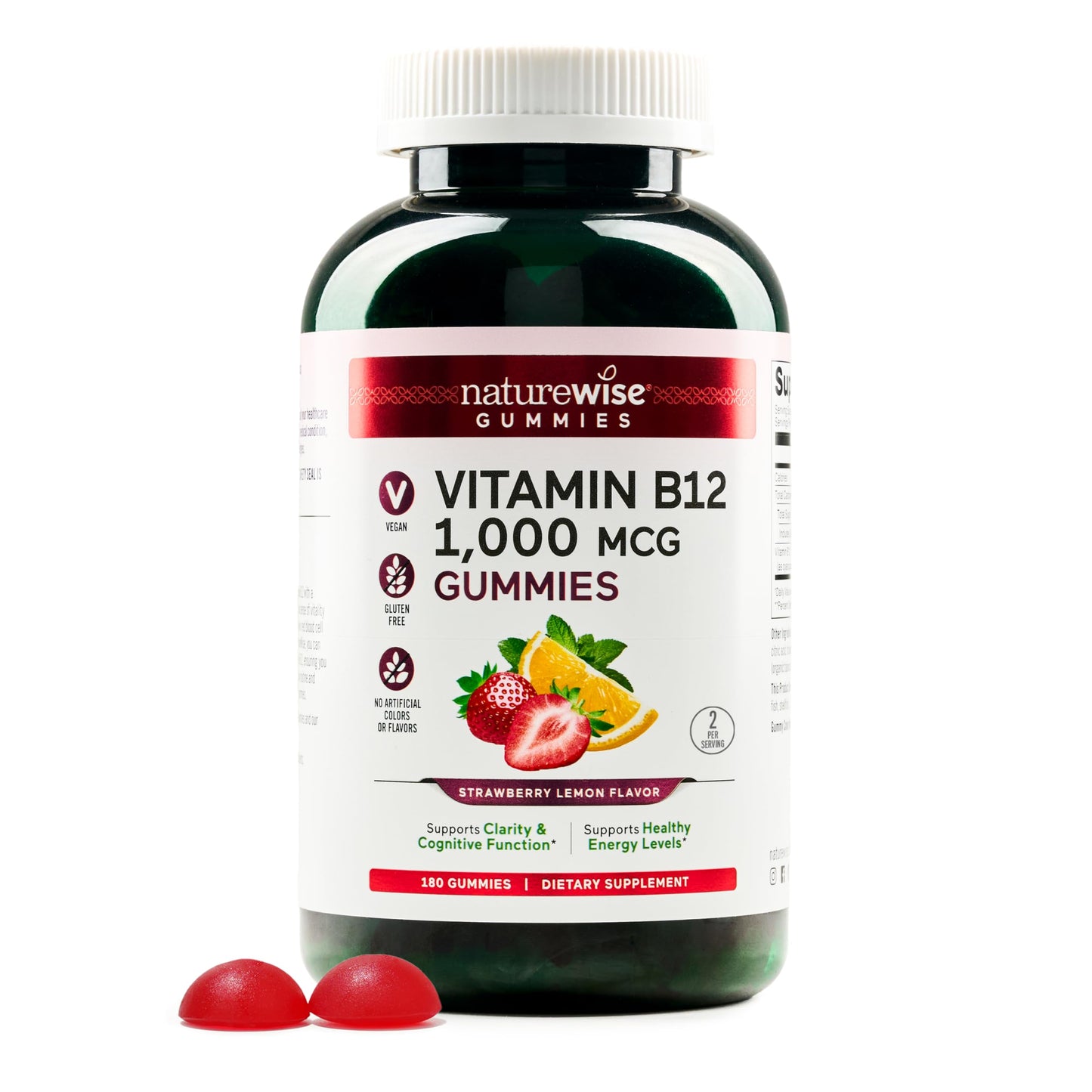 Gomitas vitamina B12 NatureWise sabor fresa limón para adultos
