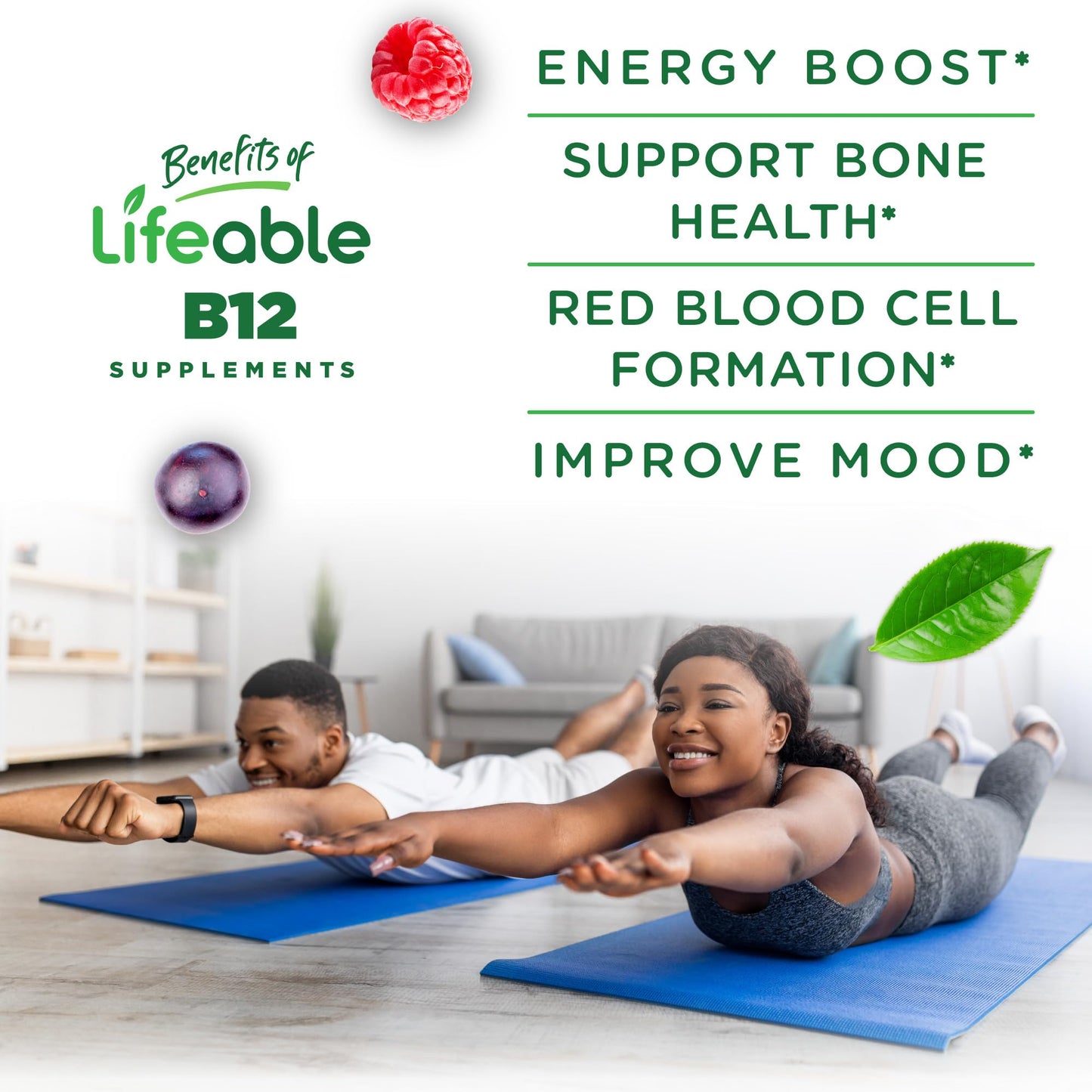 Gomitas vitamina B12 rojo Lifeable para adultos y niños