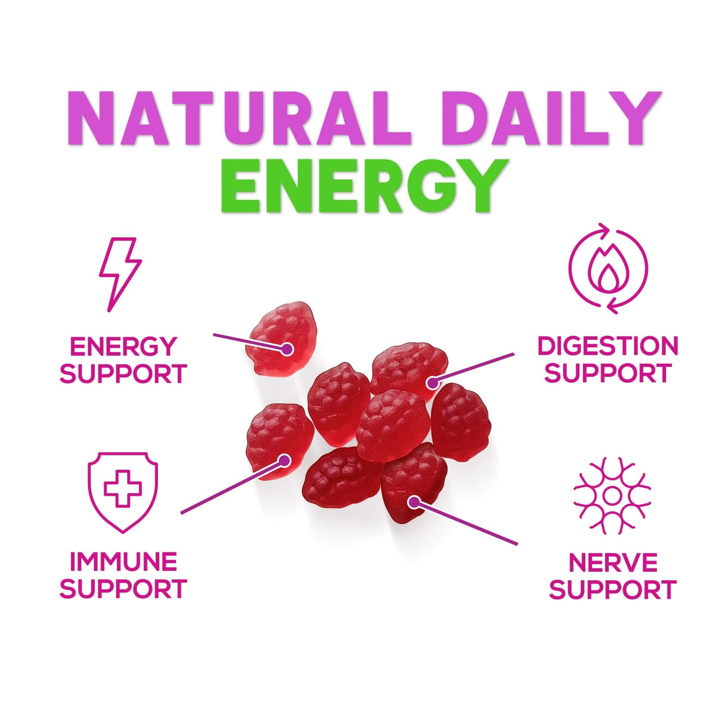 Gomitas vitamina B12 sabor frutos rojos y cereza Nature's Nutrition