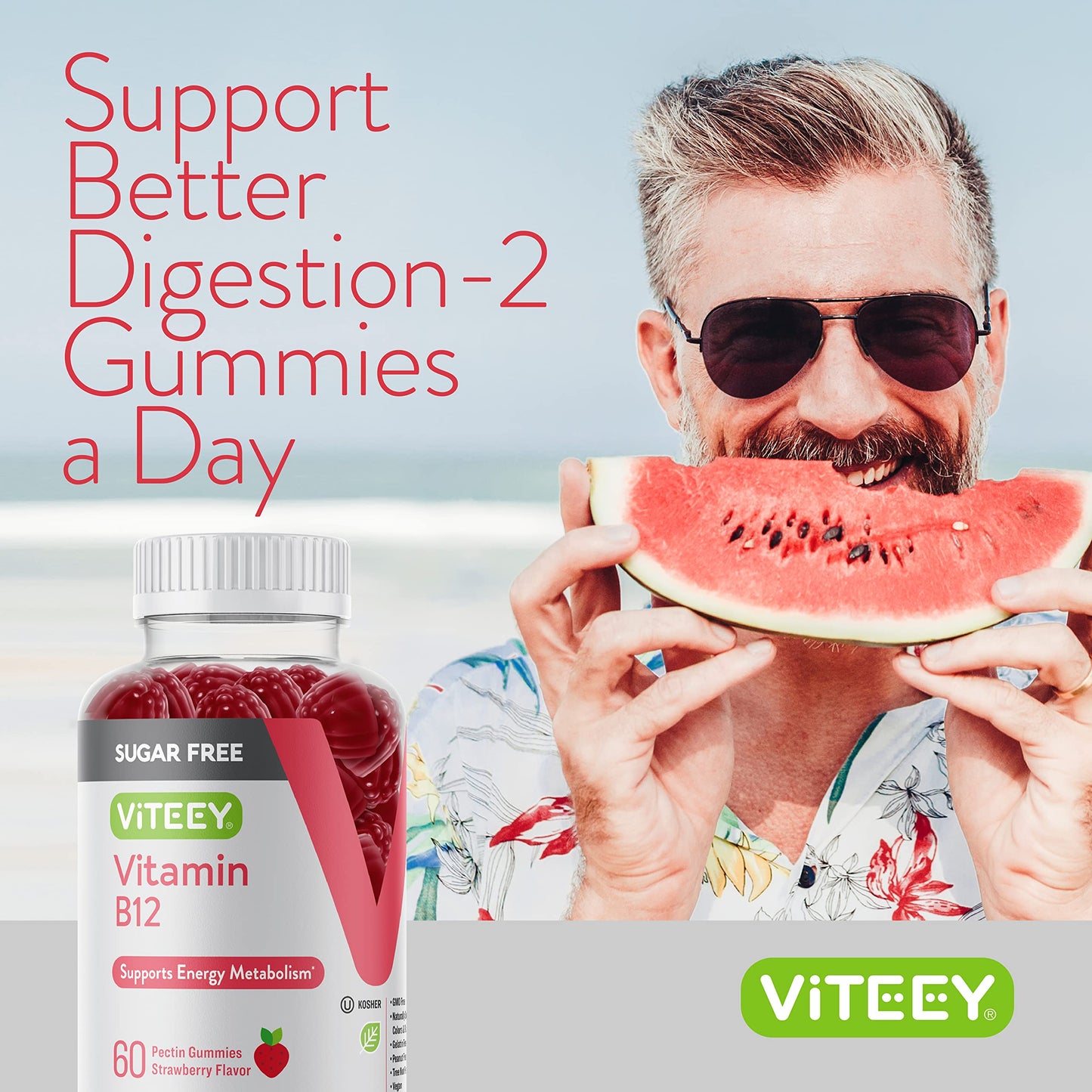 Gomitas vitamina B12 Viteey sabor fresa veganas y sin gluten
