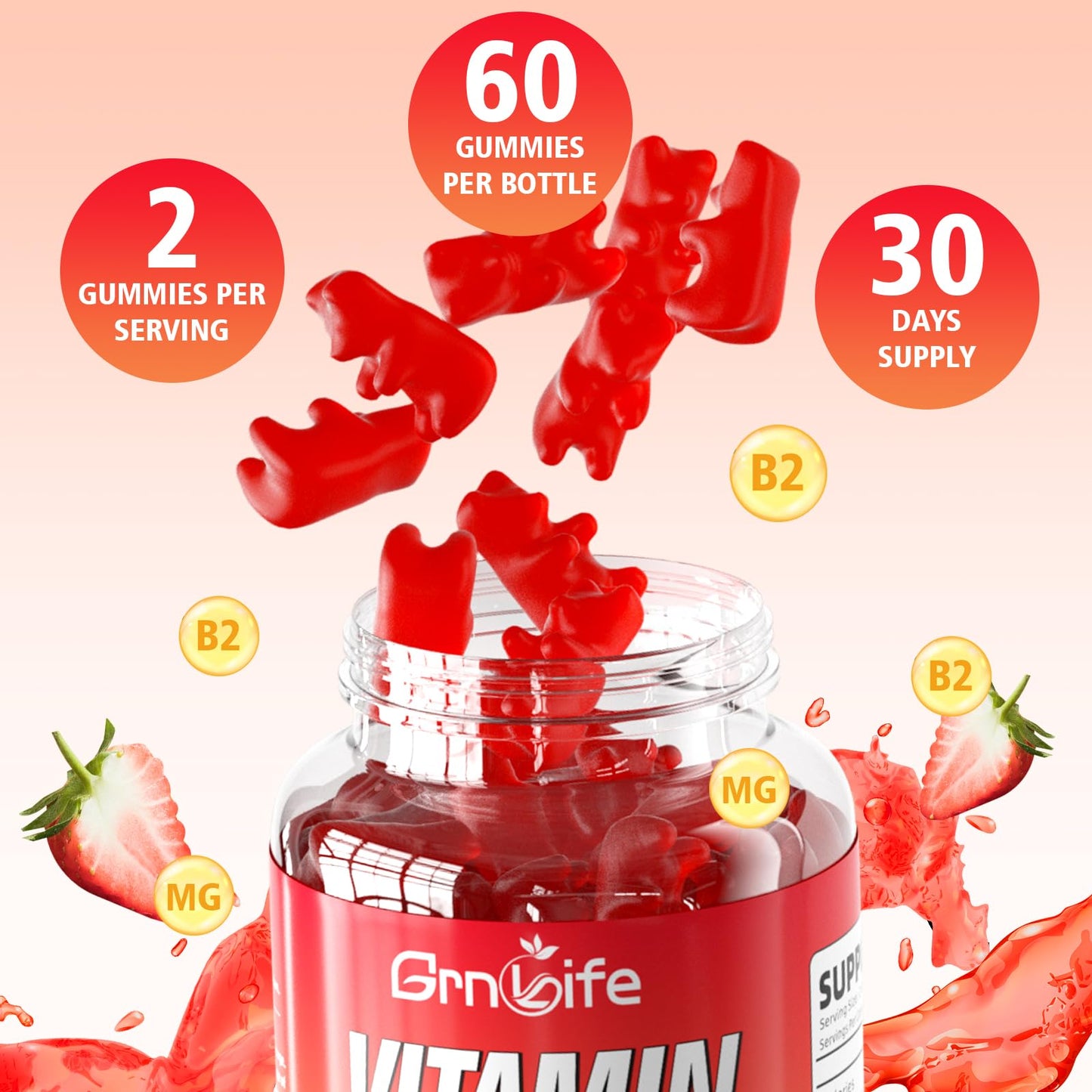 Gomitas vitamina B2 riboflavina para energía y salud celular