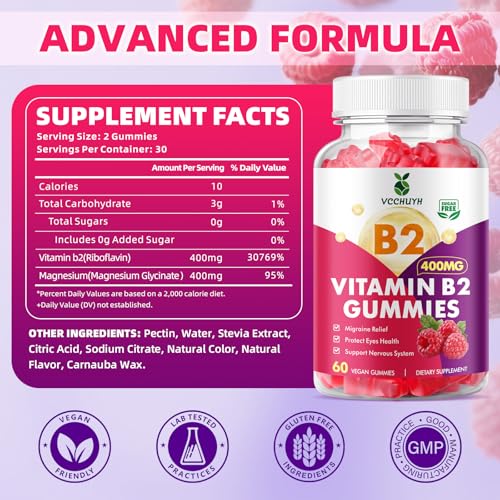 Gomitas vitamina B2 VCCHUYH sabor a frambuesa 120 unidades
