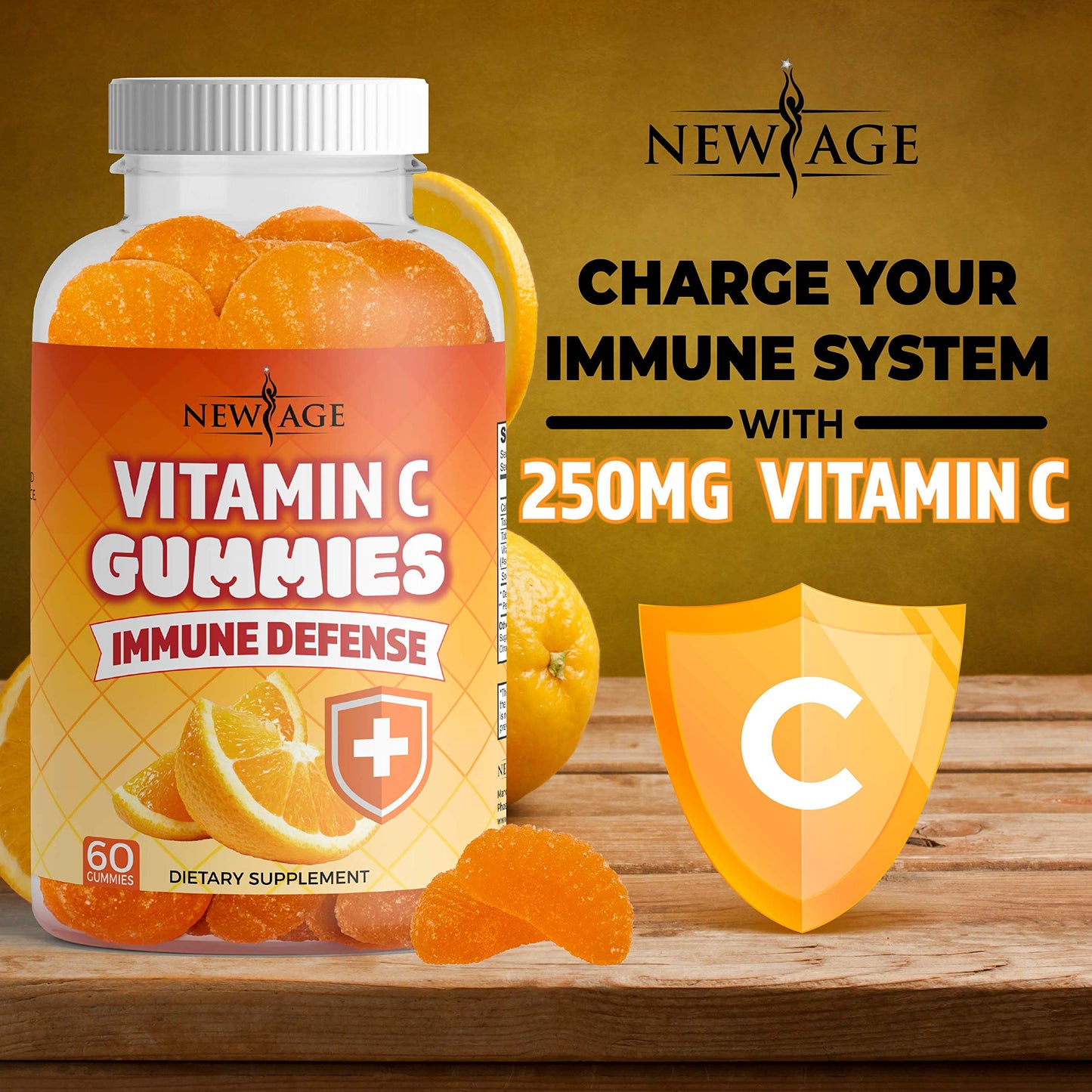 Gomitas vitamina c sabor naranja New Age 180 gomitas