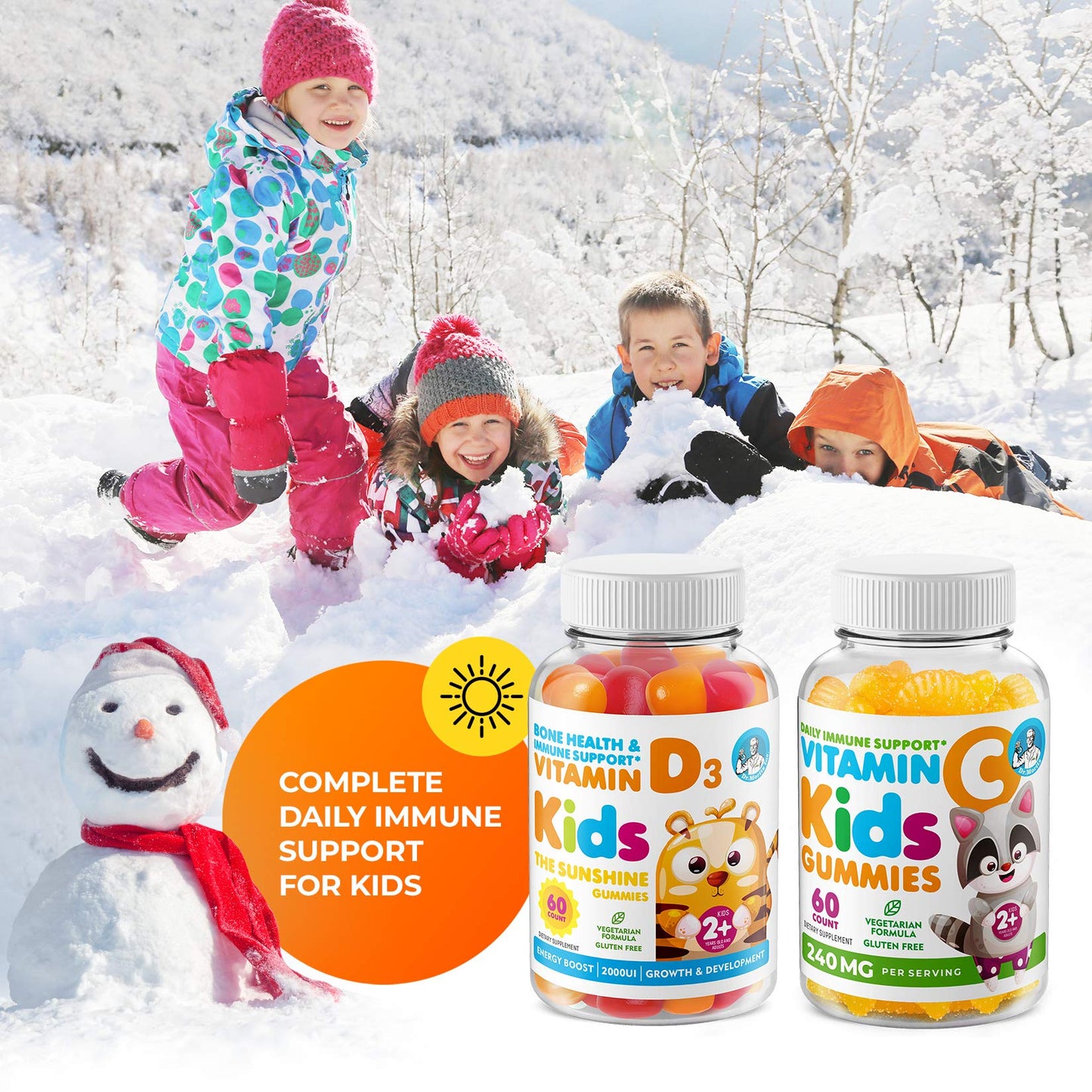 Gomitas vitamina D para niños sin pegajosidad en dientes