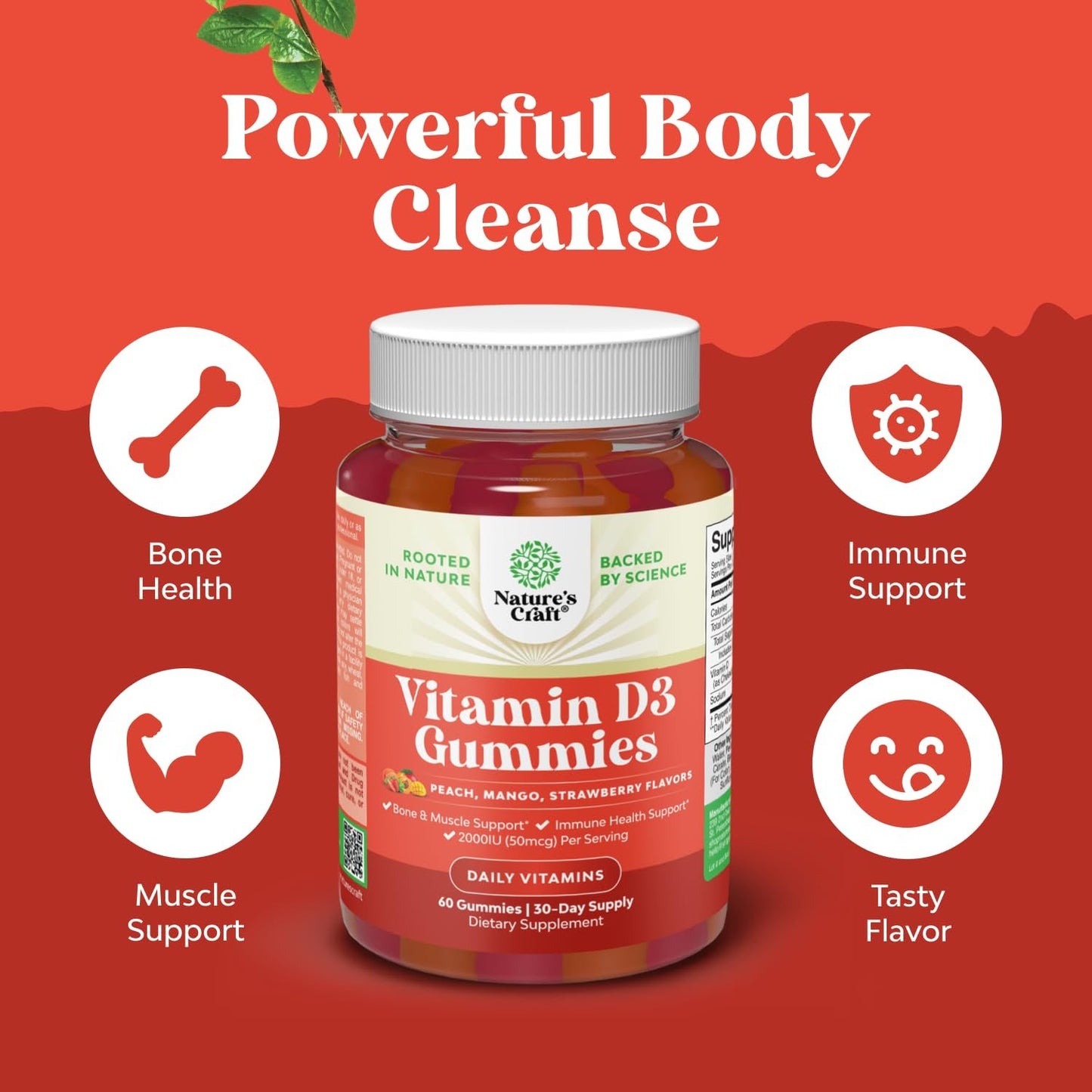Gomitas vitamina d3 para apoyo óseo muscular