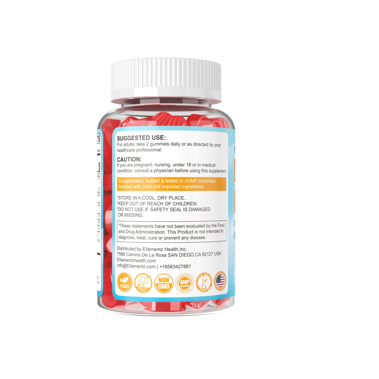 Gomitas vitamina D3 K2 para energía, ánimo e inmunidad 120 unidades
