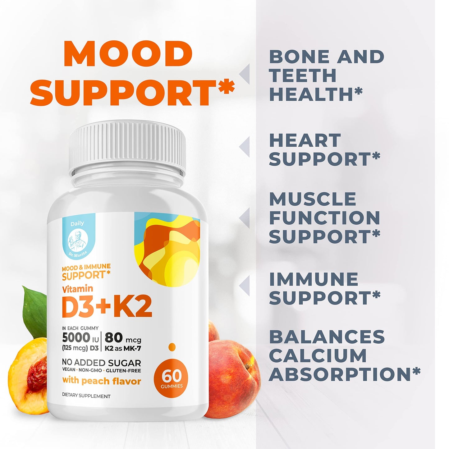 Gomitas vitamina d3 k2 con ingredientes naturales dr moritz