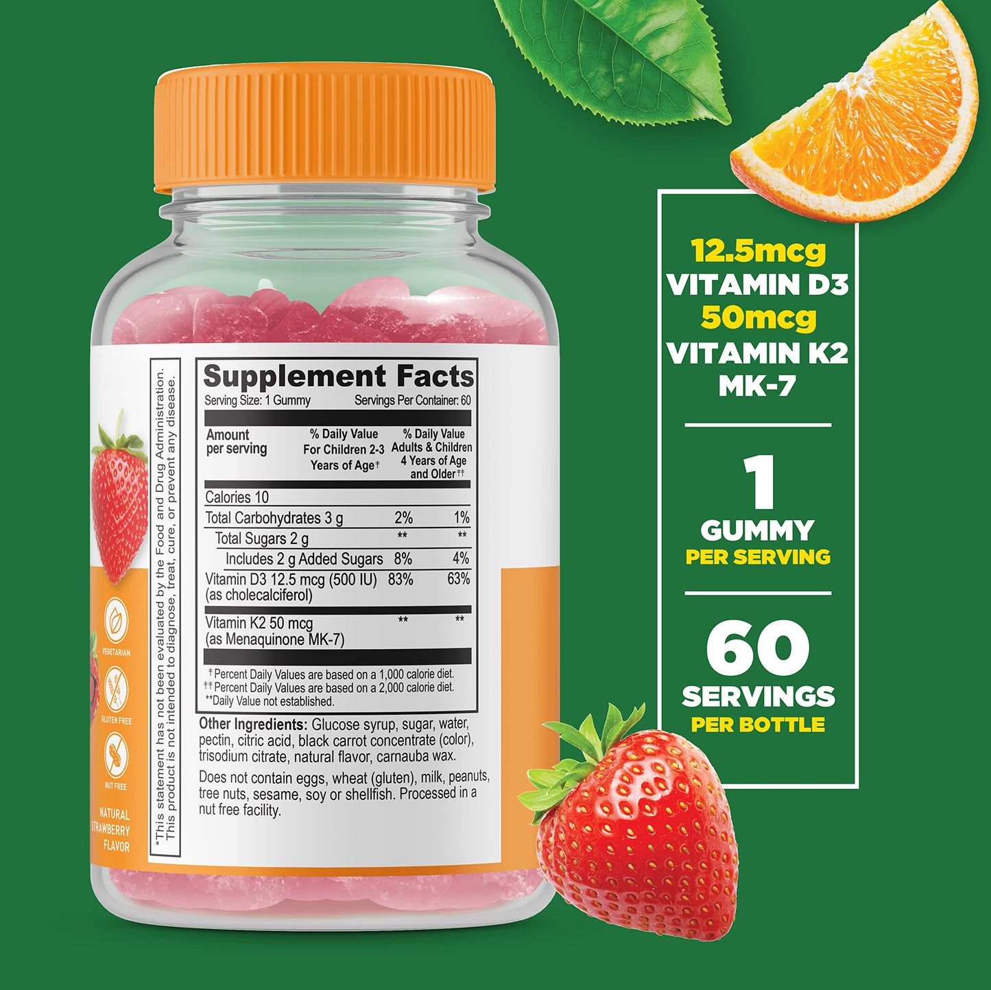 Gomitas vitamina D3 y K2 Lifeable para niños
