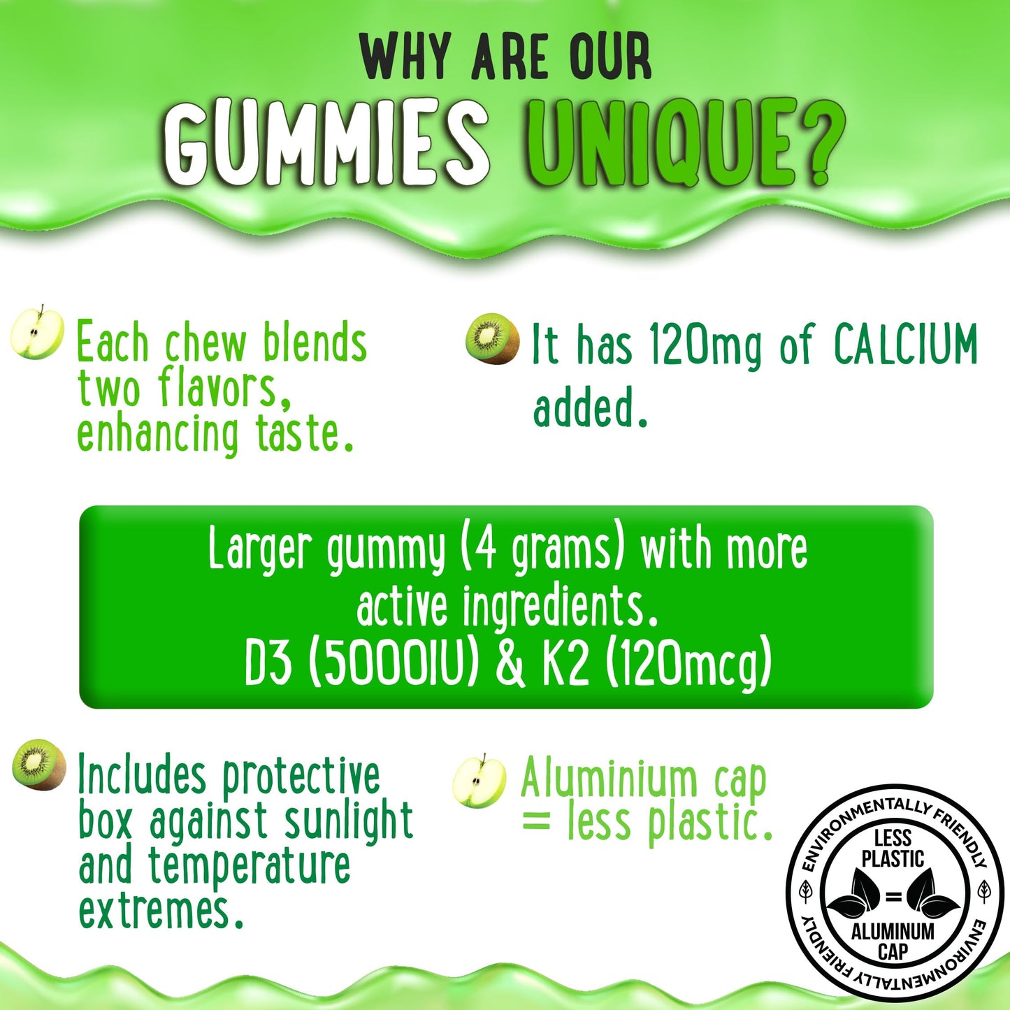 Gomitas vitamina D3 K2 marca OH MY CHEWY 60 pzas
