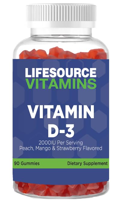 Gomitas de vitamina D-3 de LifeSource Vitamins vista lateral