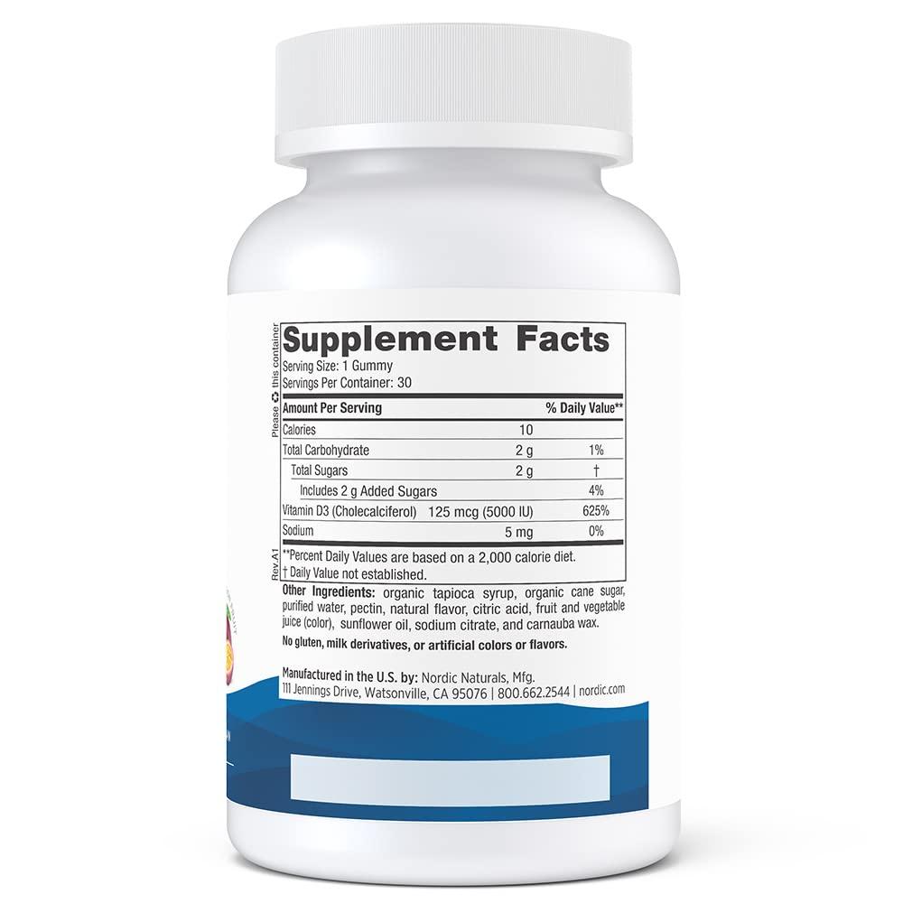 Gomitas amarillas de vitamina D3 Nordic Naturals sabor maracuyá