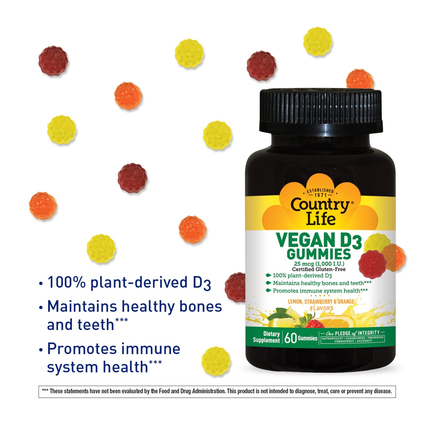 Gomitas de vitamina d3 veganas para soporte diario de salud