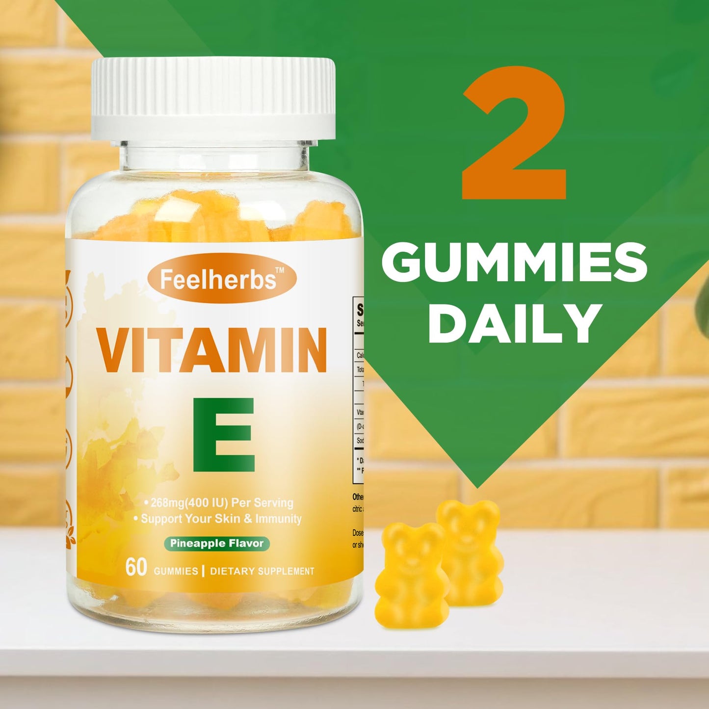Gomitas vitamina E Feelherbs lado etiqueta ingredientes