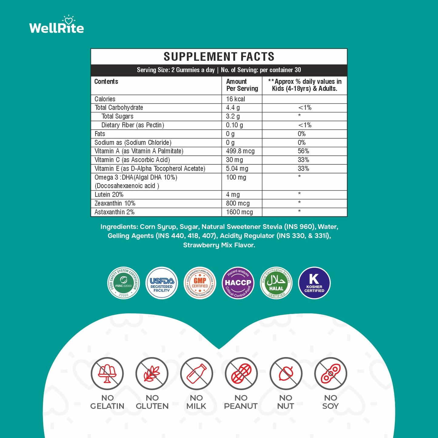 Gomitas Wellrite, mejoran visión, sin gluten