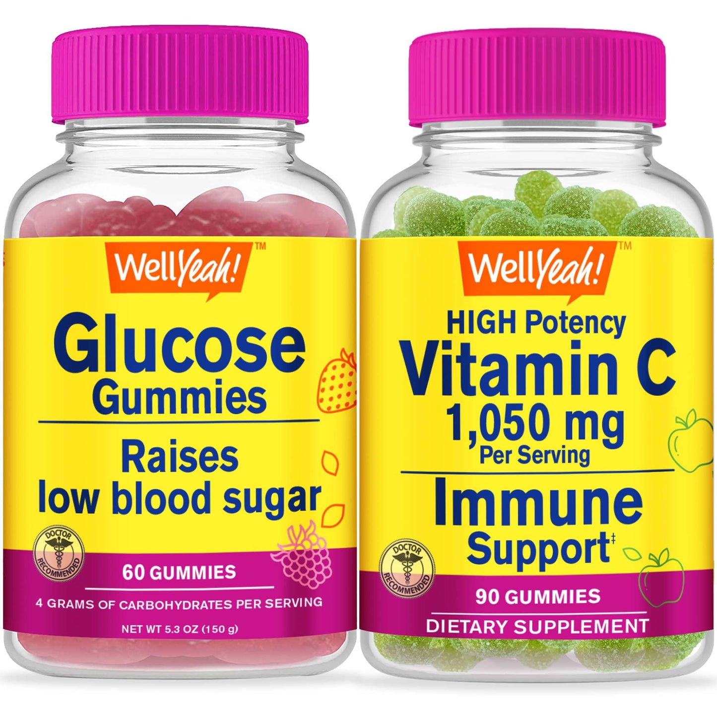Gomitas WellYeah glucosa vitamina C sabor manzana agria