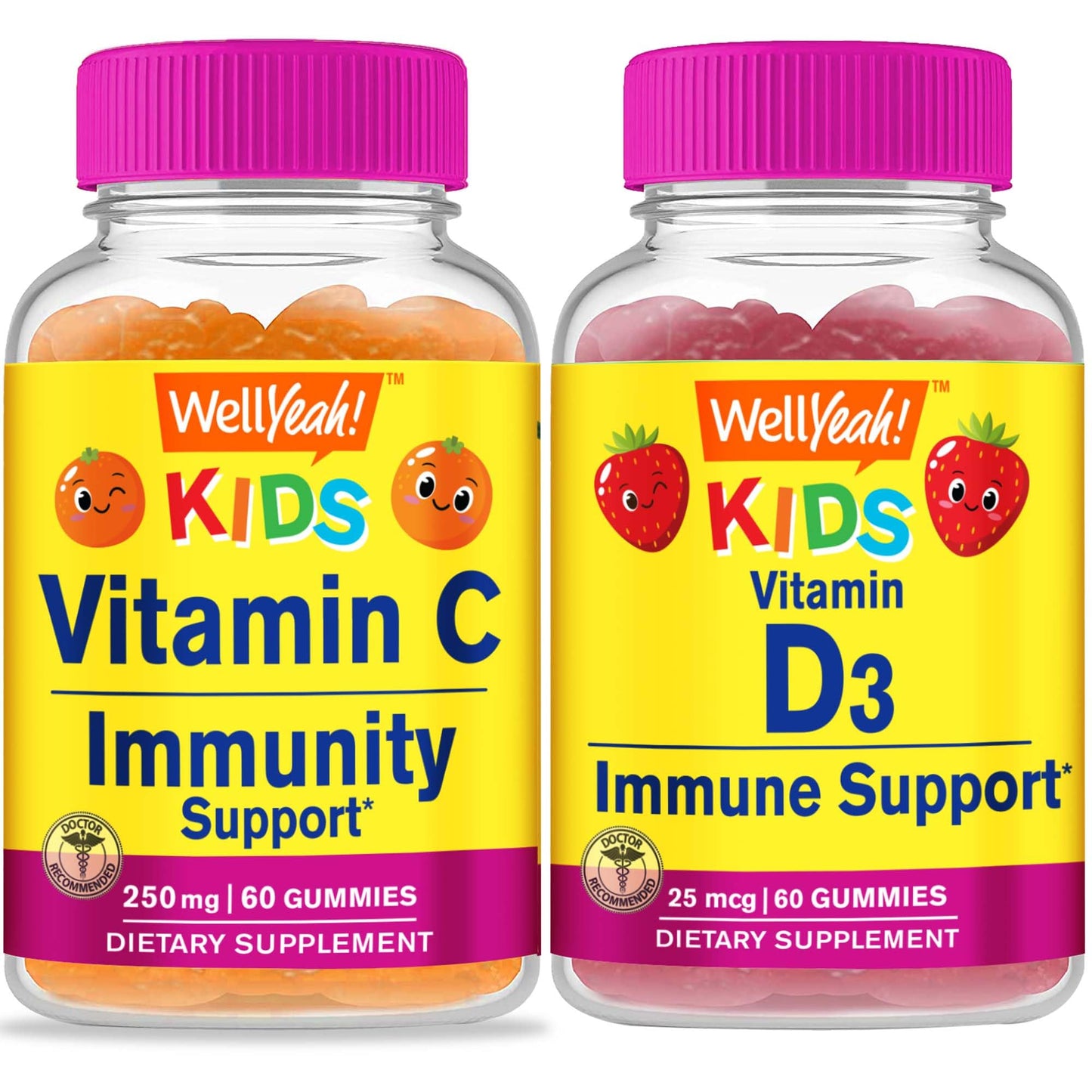 Gomitas WellYeah vitamina C y D3 para niños en envase