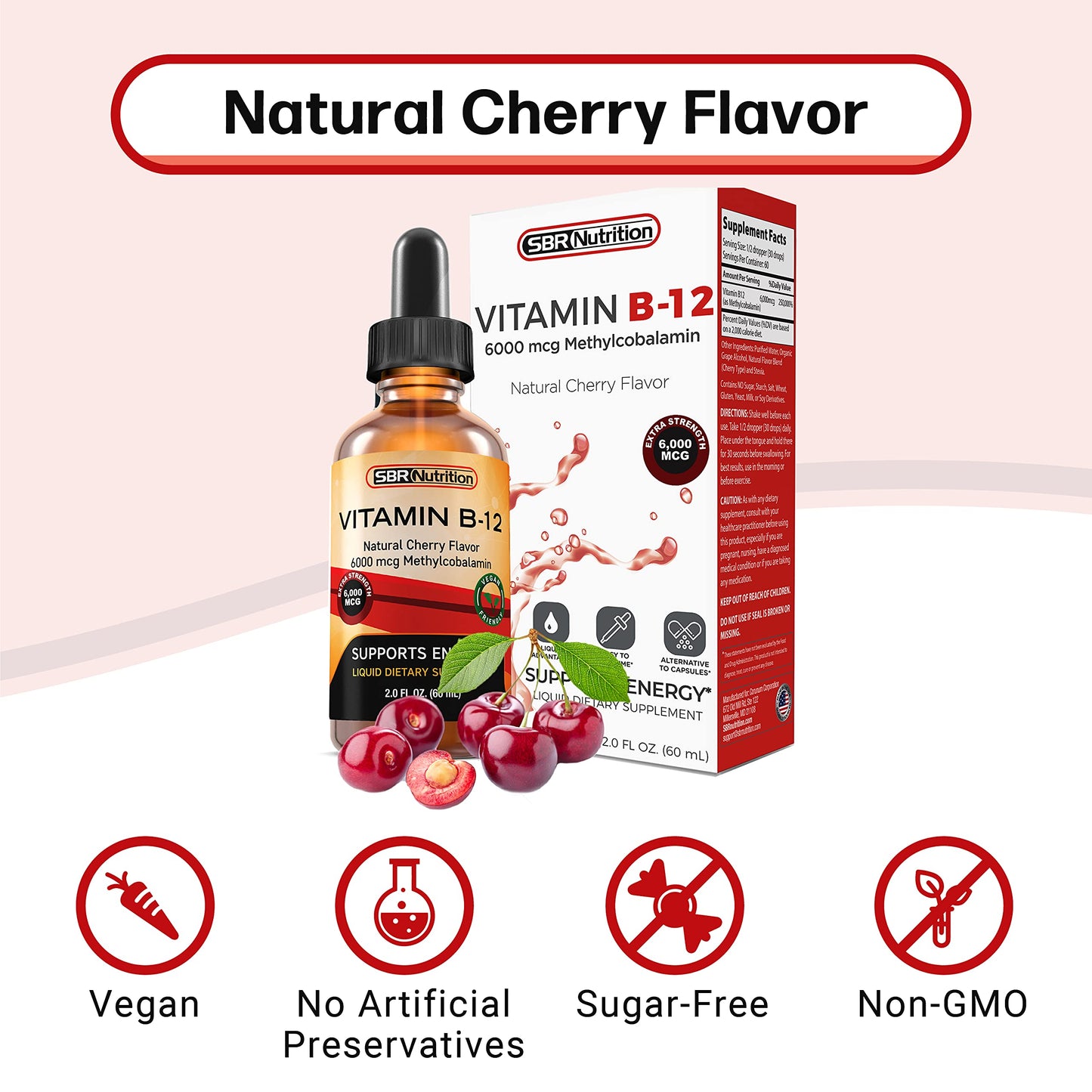 gota sublingual vitamina B12 SBR Nutrition 60 dosis