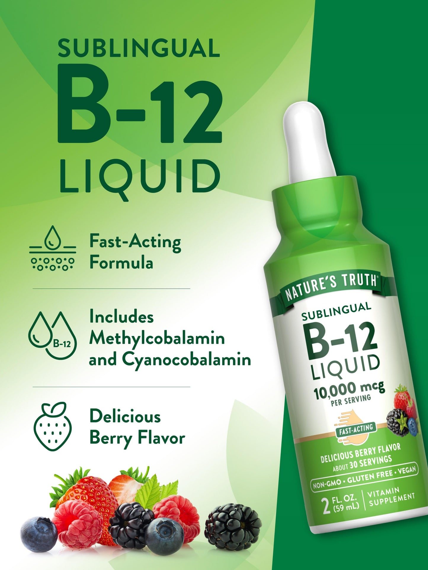 Gotas b12 veganas con sabor 10000 mcg para energía