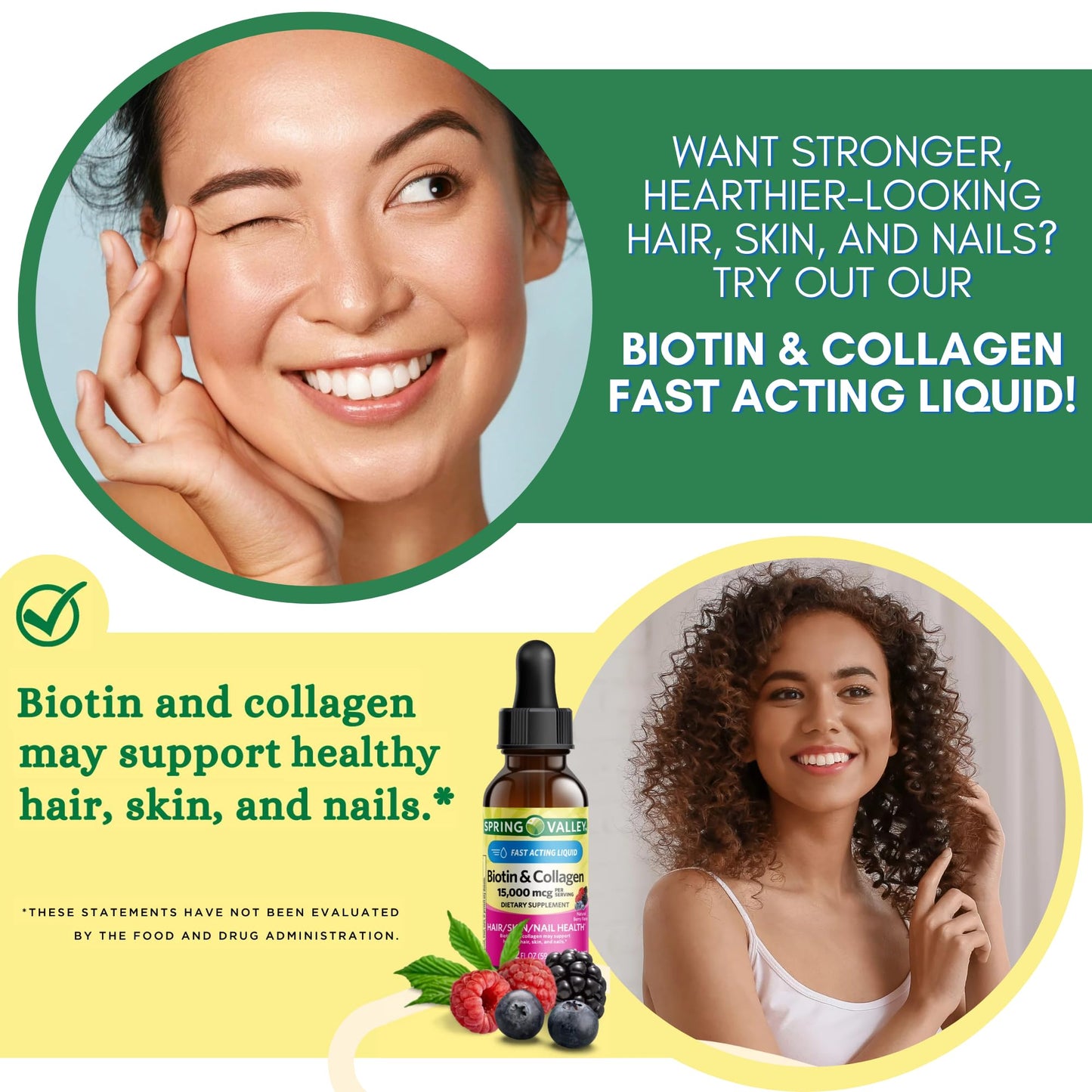 Gotas de biotina líquida para cabello, piel y uñas