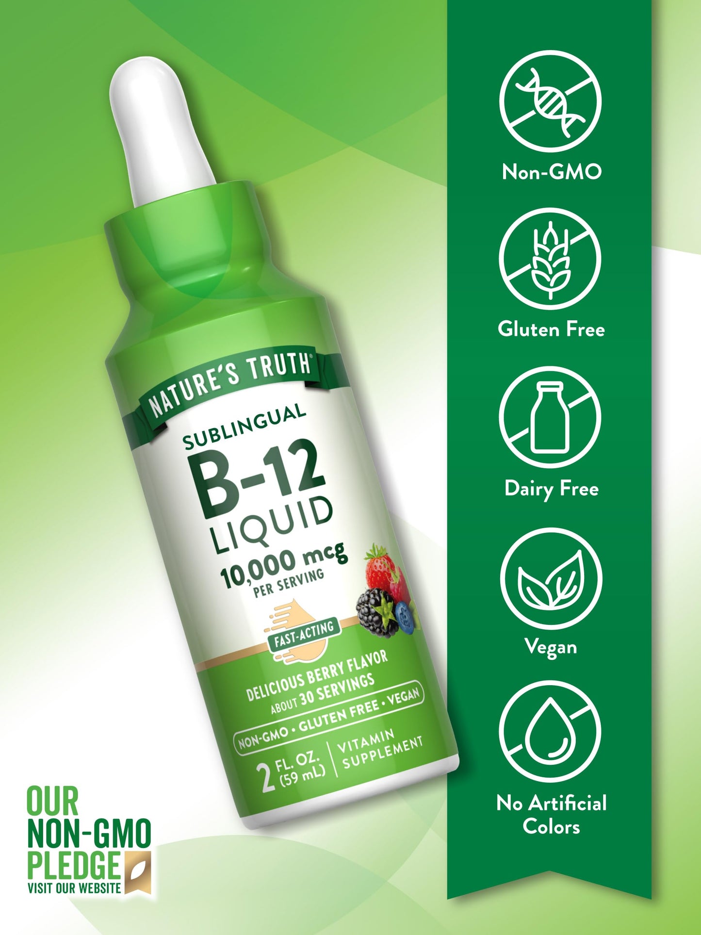 Gotas líquidas b12 rápida absorción sin gluten y no ogm