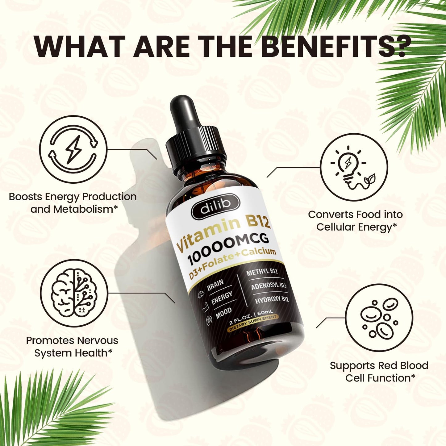 Gotas líquidas vitamina b12 dilib para energía y bienestar