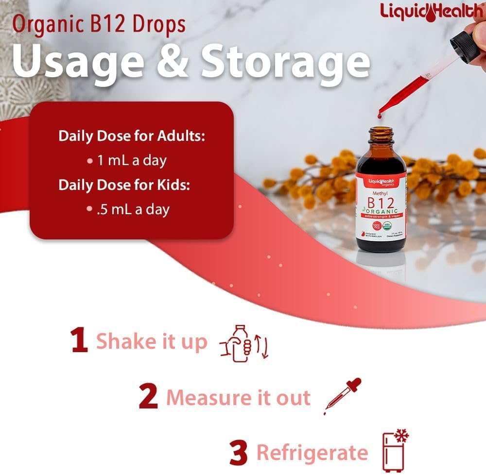 Gotas líquidas vitamina B12 natural para energía y enfoque