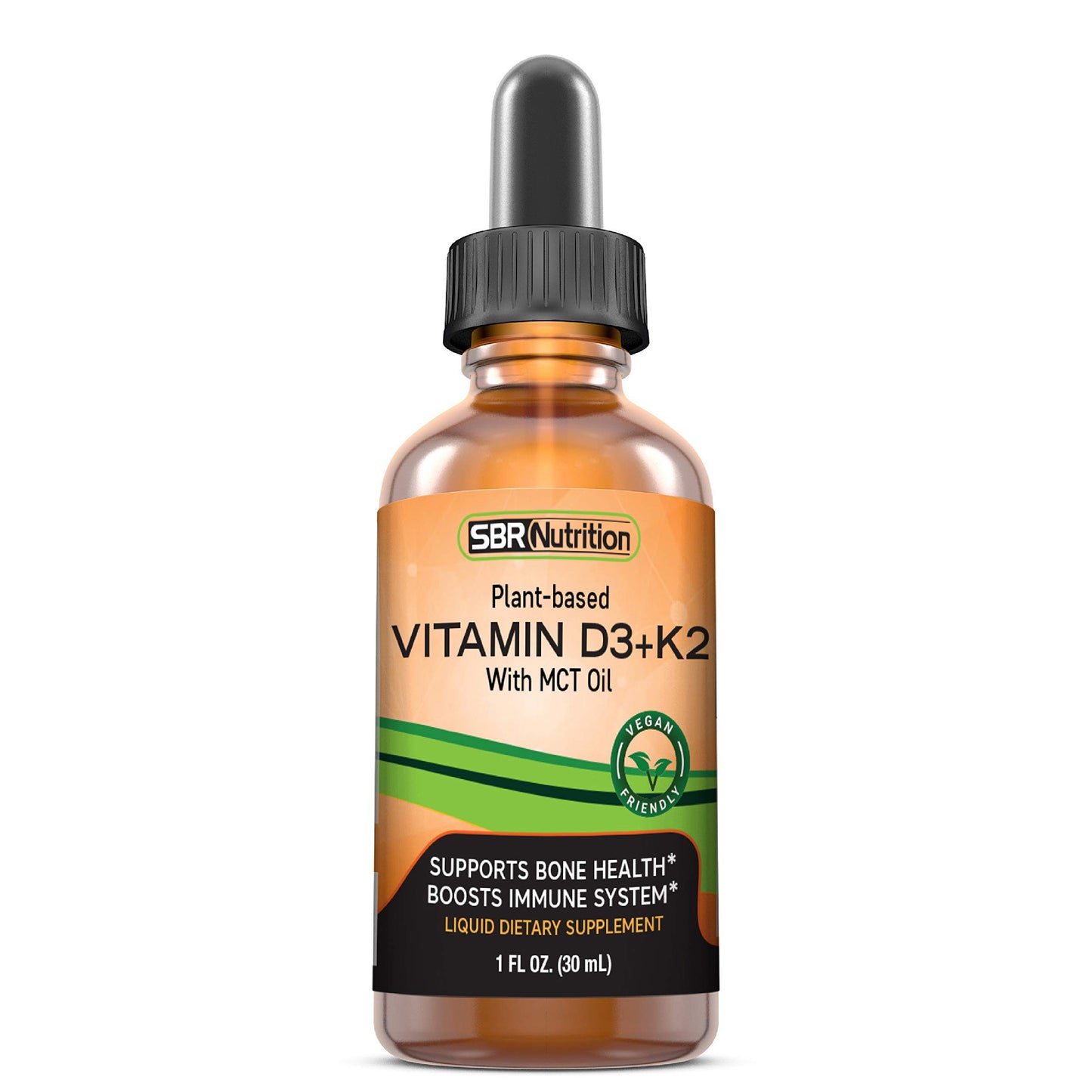 Gotas líquidas vitamina D3 K2 veganas sabor menta botella