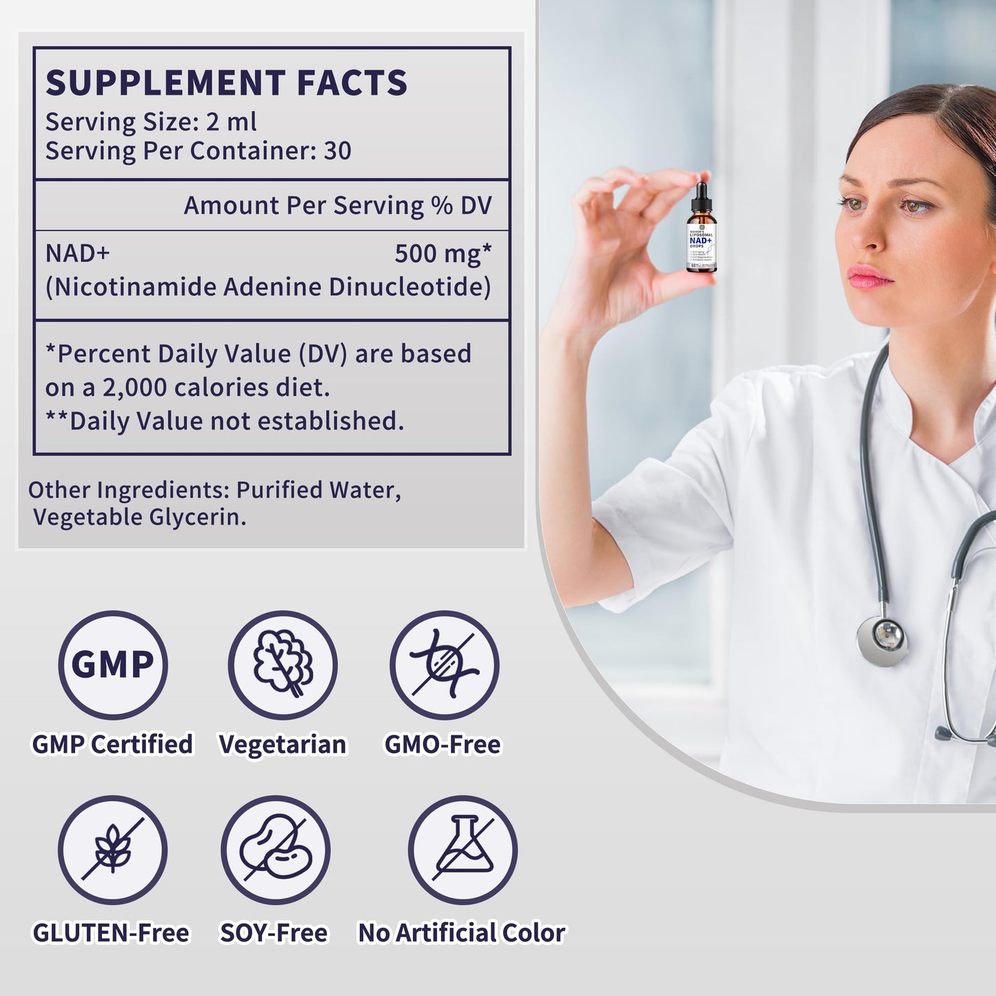 Gotas NAD liposomal Hudetex 500mg 1 paquete