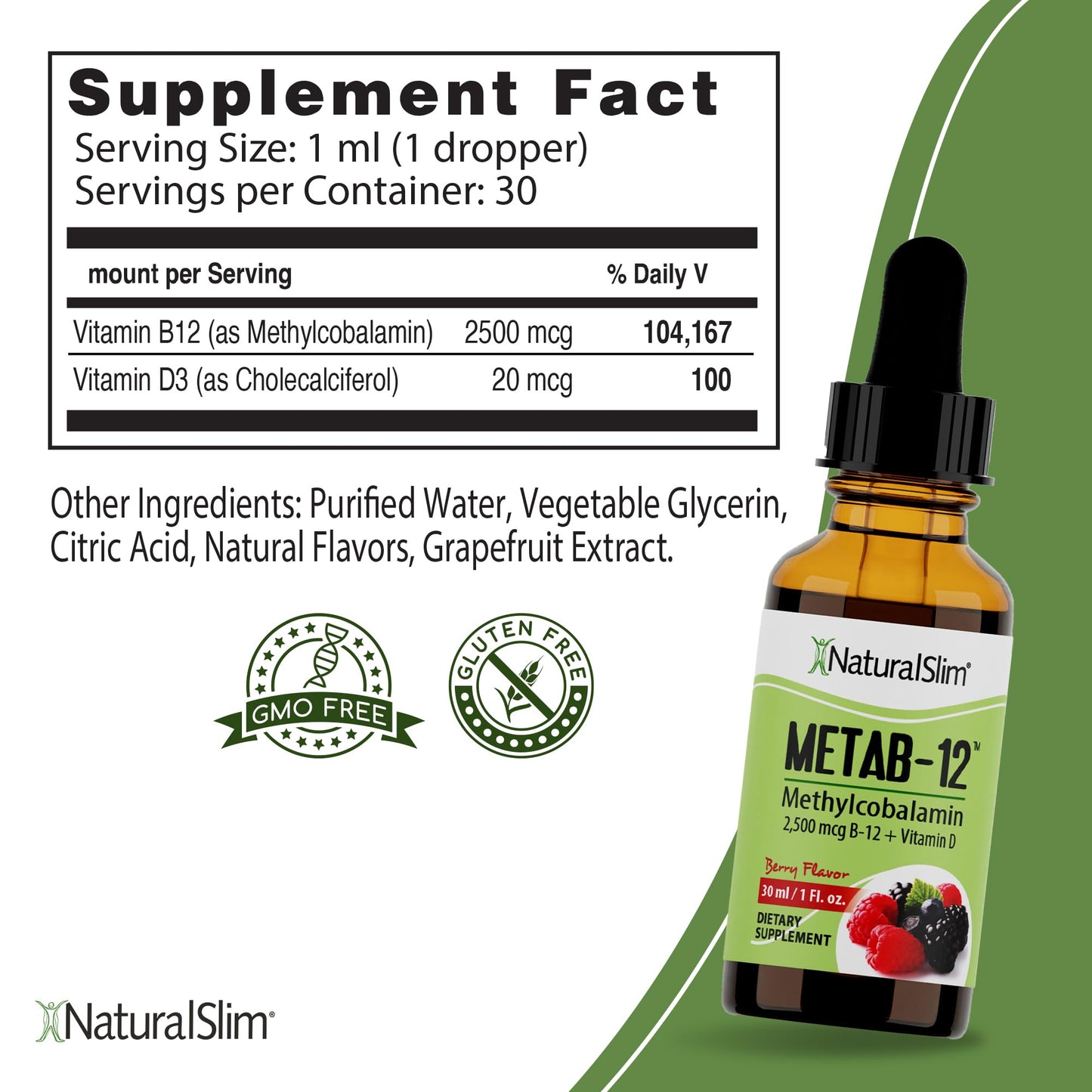 Gotas orales NaturalSlim Metab-12 vitamina B12 metabolismó
