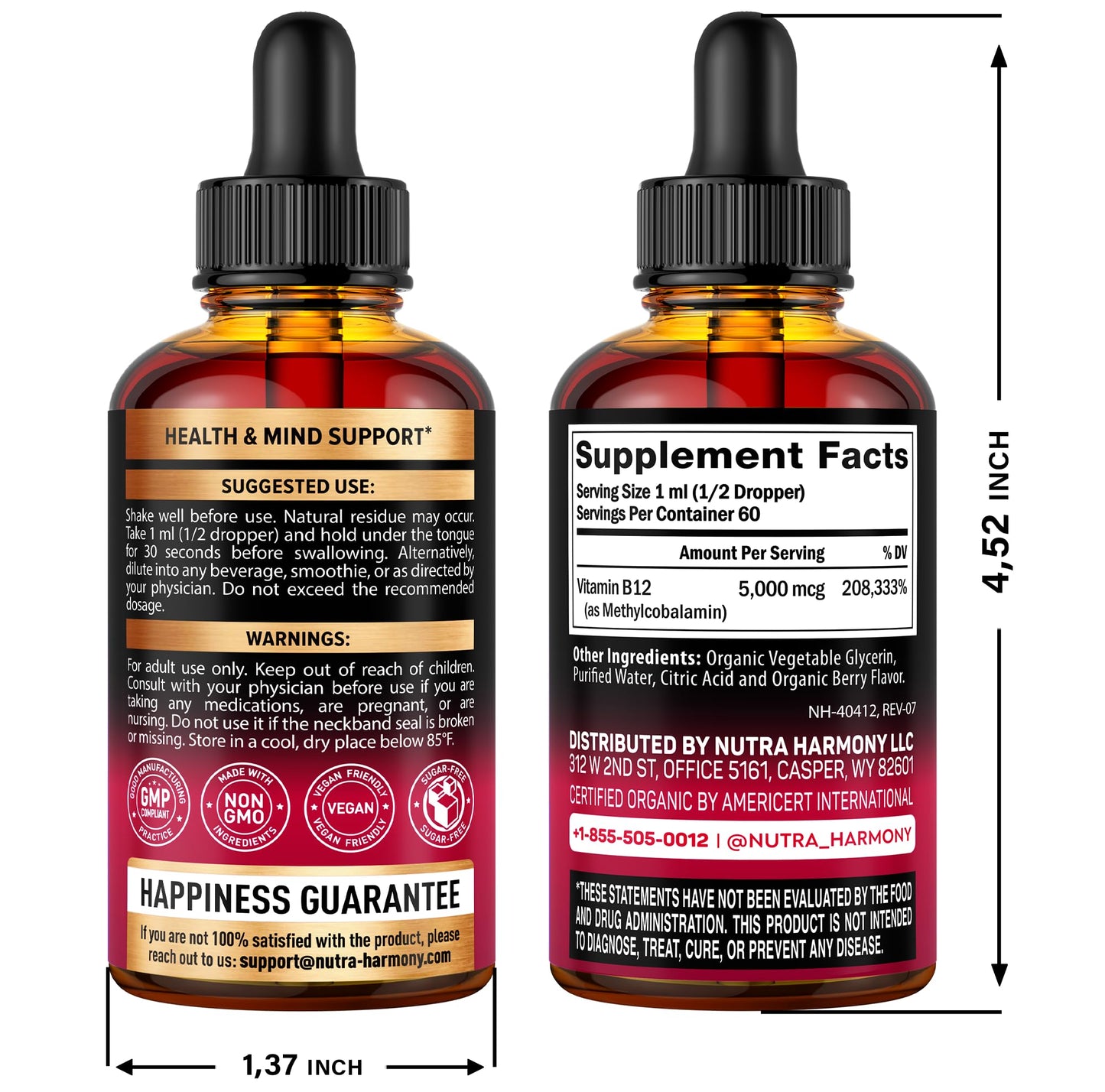 Gotas orgánicas Nutraharmony complejo vitamina B y B12