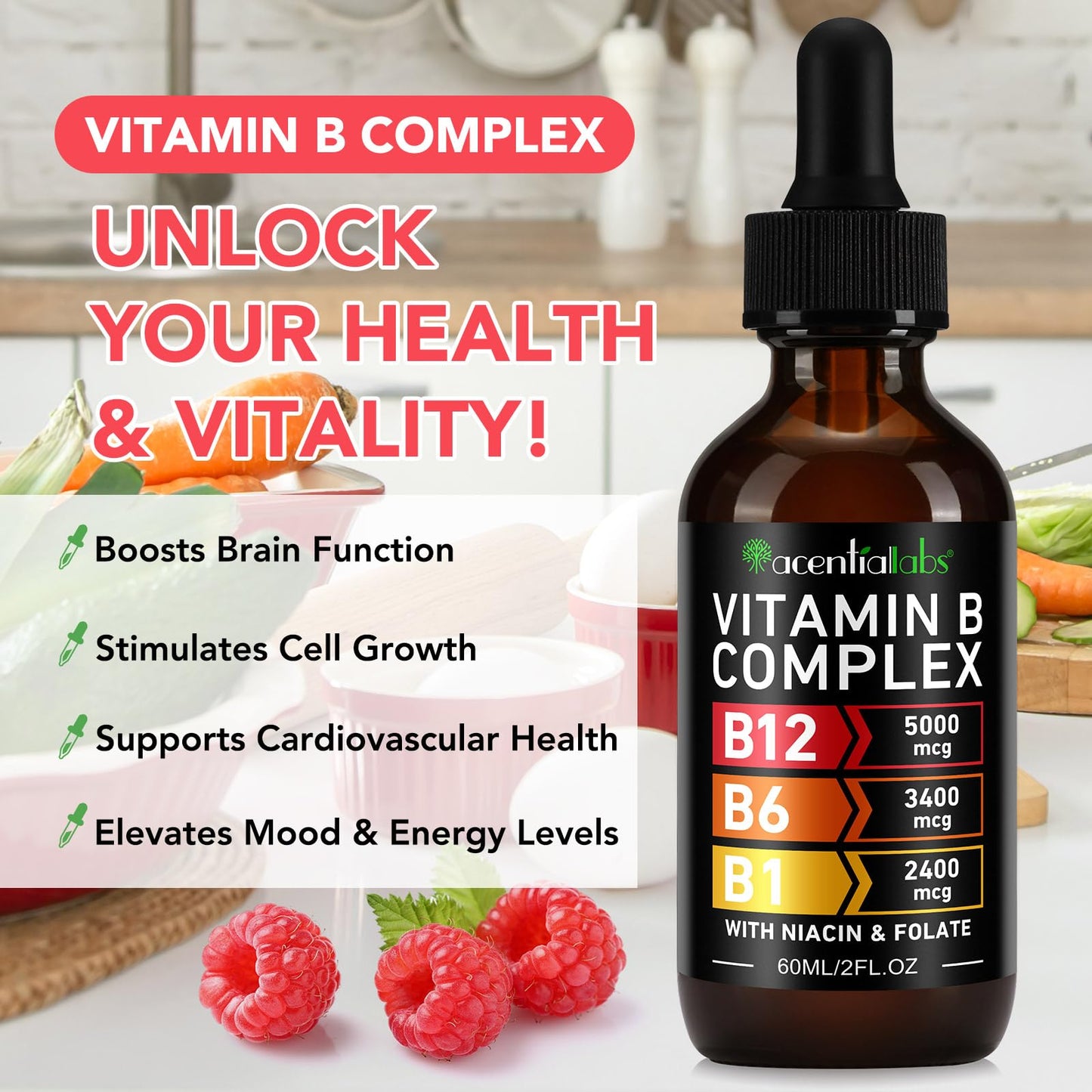 Gotas de vitamina B12 líquidas para energía.