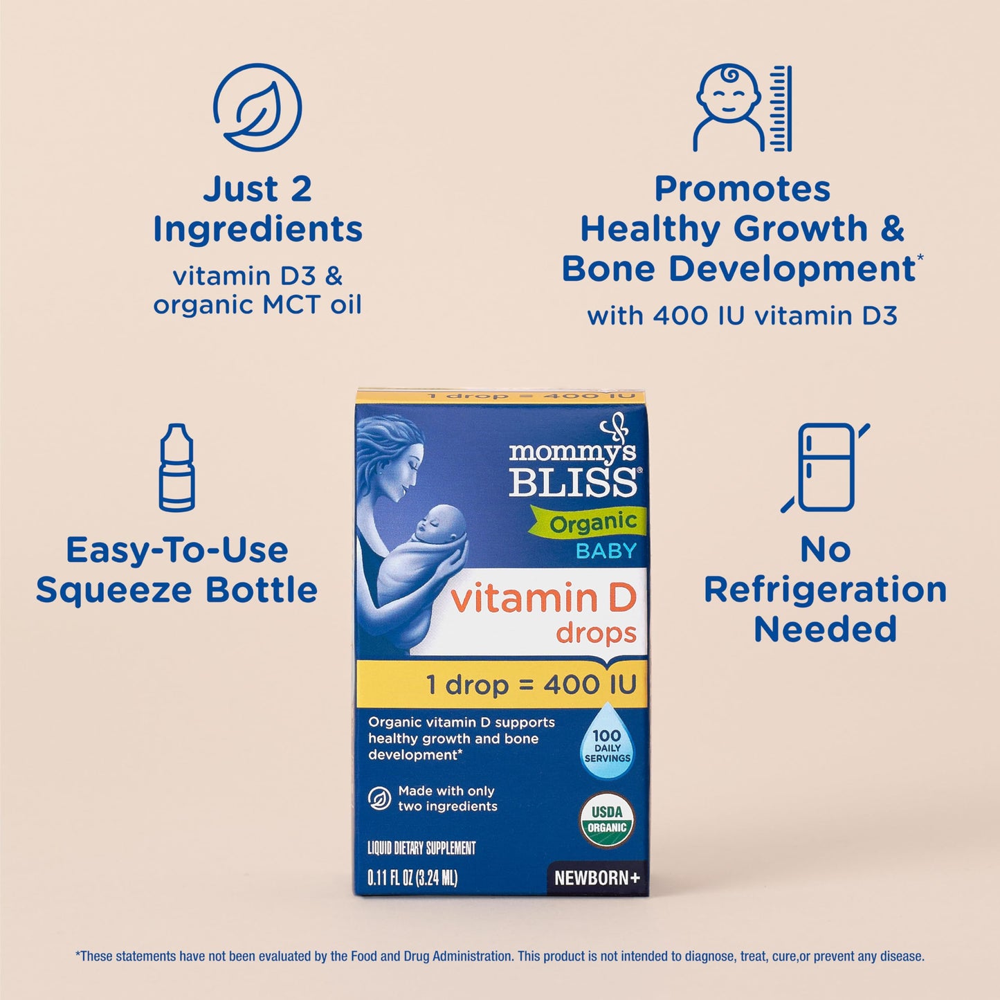 Gotas de vitamina d para bebés con instrucciones Mommy's Bliss