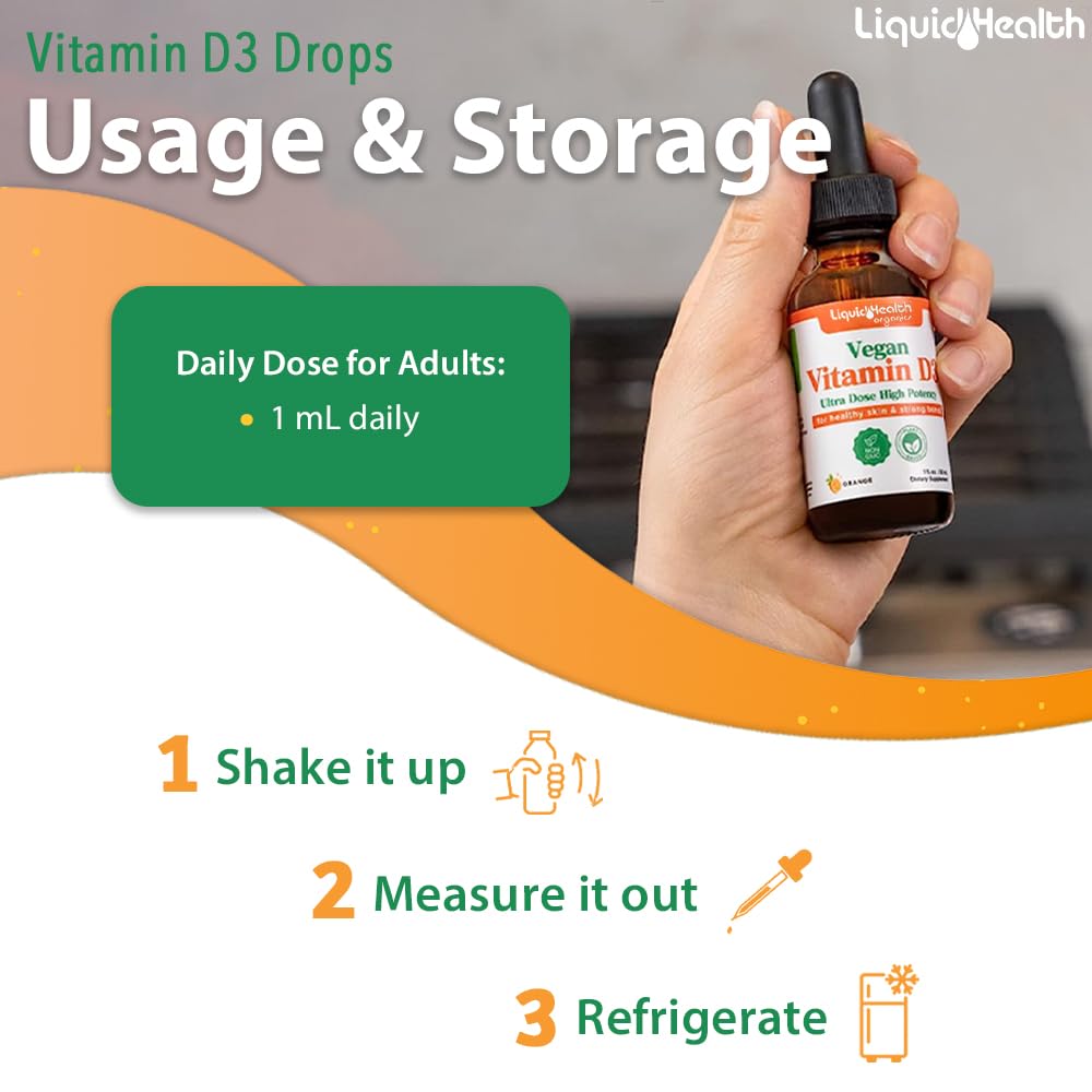 Gotas vitamina D3 5000 UI con sabor naranja orgánico LIQUIDHEALTH