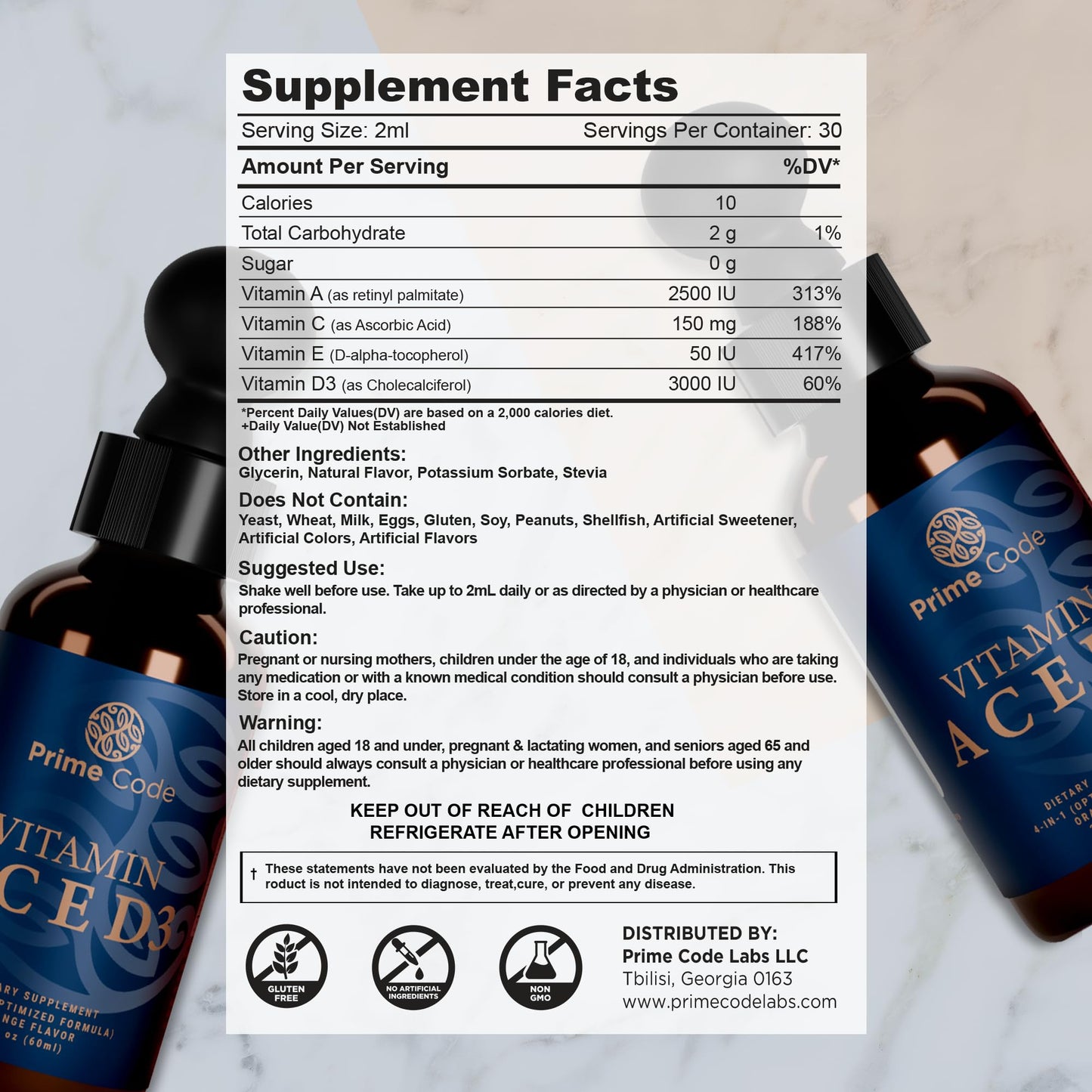 Gotas vitaminas A C E D3 para apoyo inmunológico