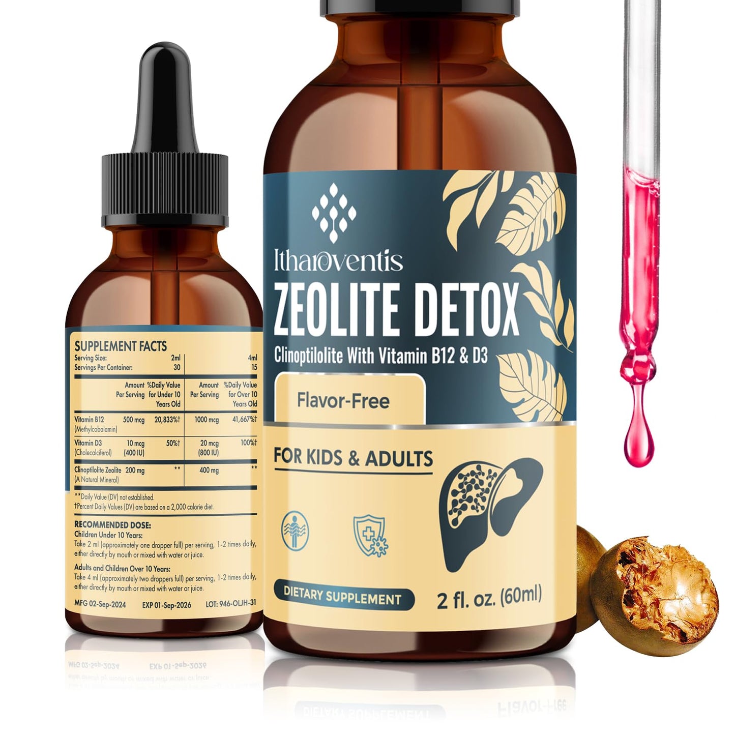 Gotas de zeolita Itharoventis 2 fl oz para bienestar general