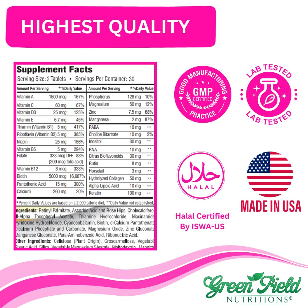 Greenfield Nutritions tabletas de colágeno y biotina