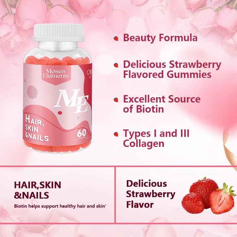 Gummies sabor fresa vitaminas para cabello y piel