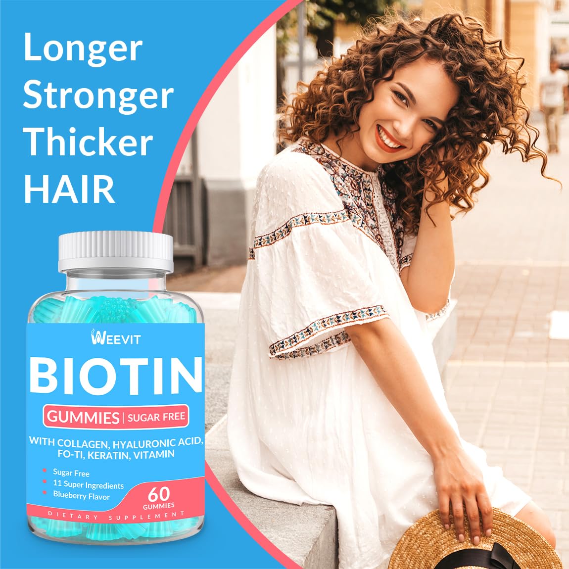 Gummies naturales para crecimiento de cabello y uñas fuertes
