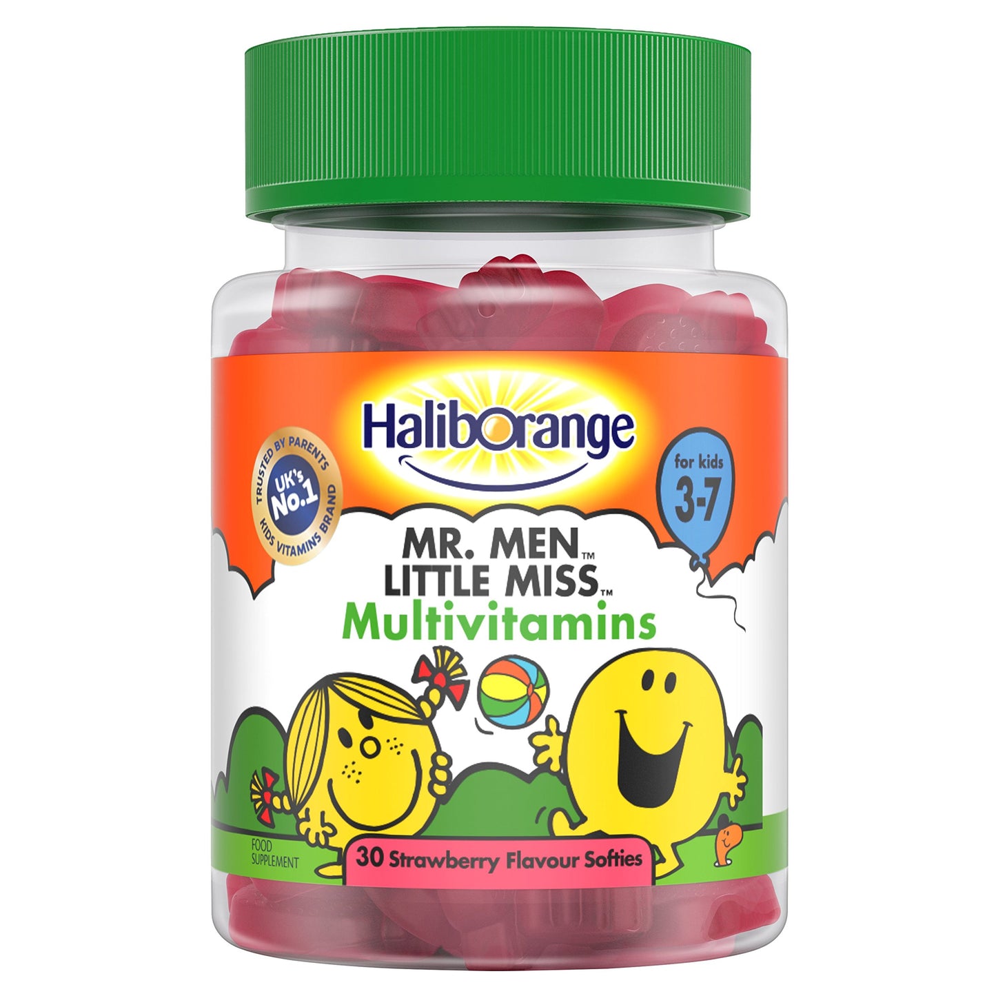 Haliborange Kids Mr. Men multivitaminas masticables sabor fresa