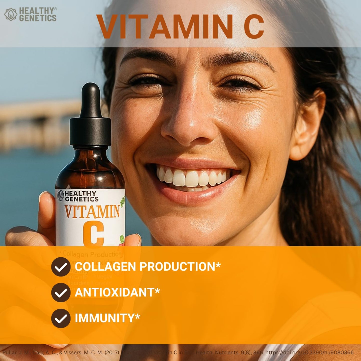Healthy Genetics gotas líquidas Vitamina C caja posterior