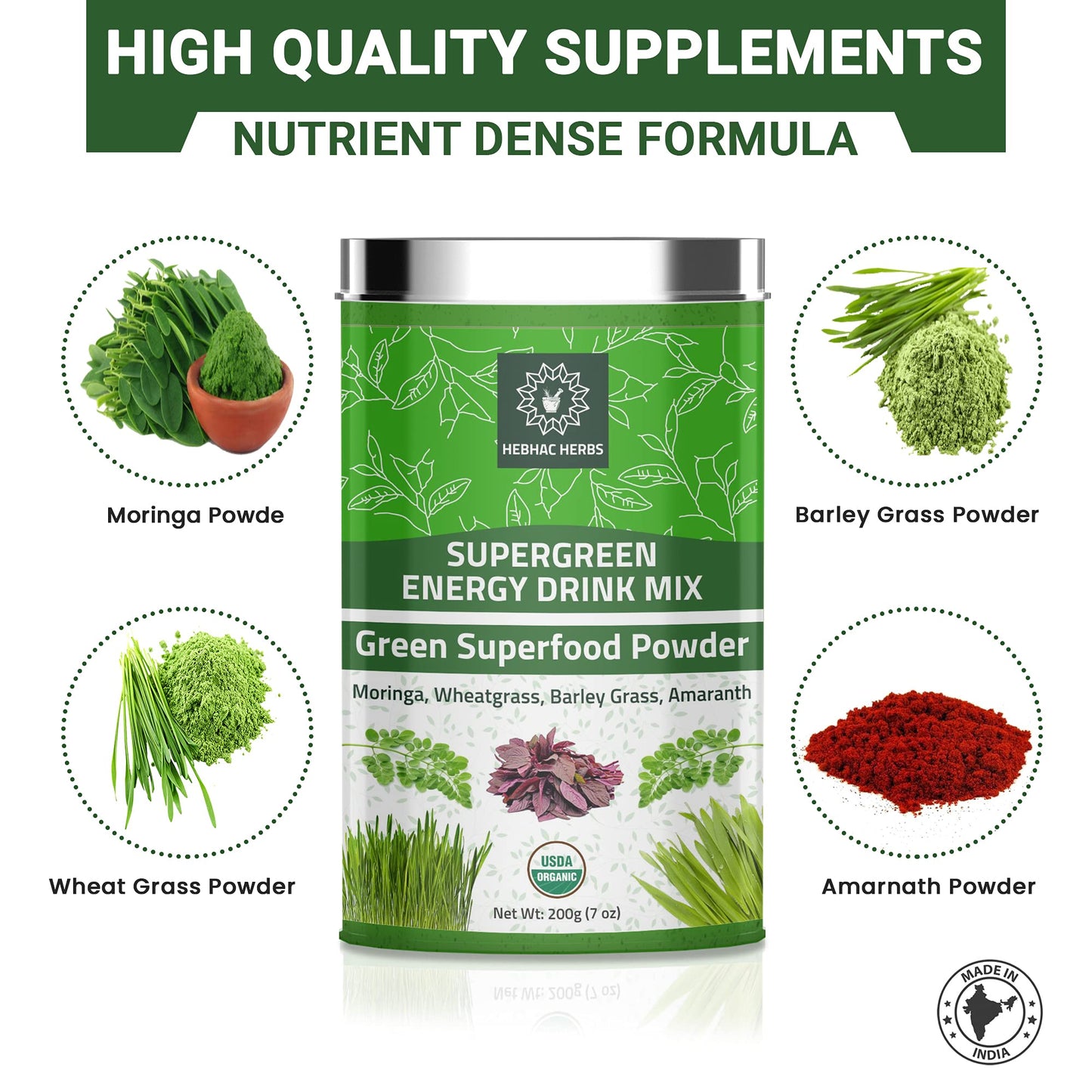 Hebhac Herbs superfood polvo orgánico para energía natural