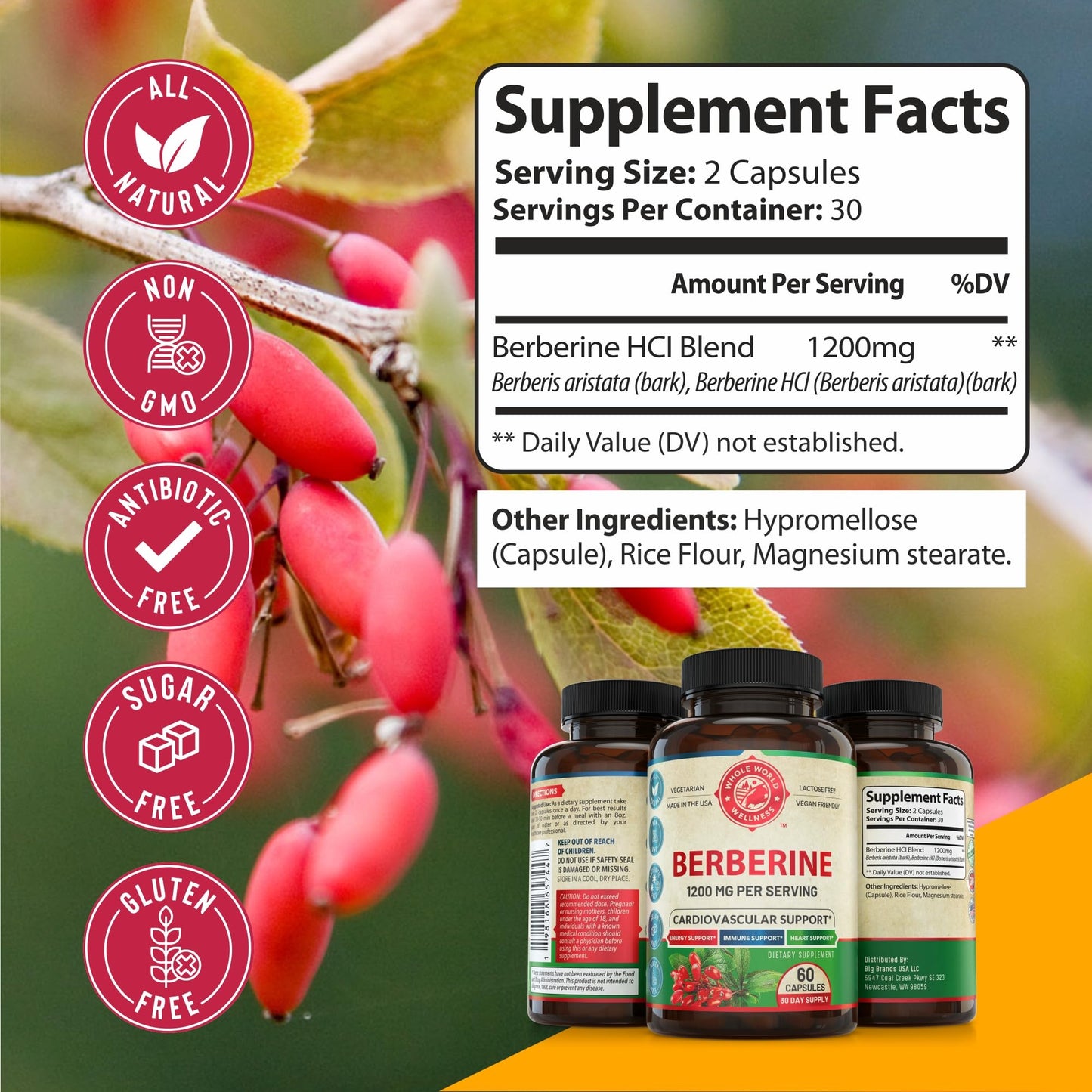 Hecho en USA: suplemento de berberina saludable