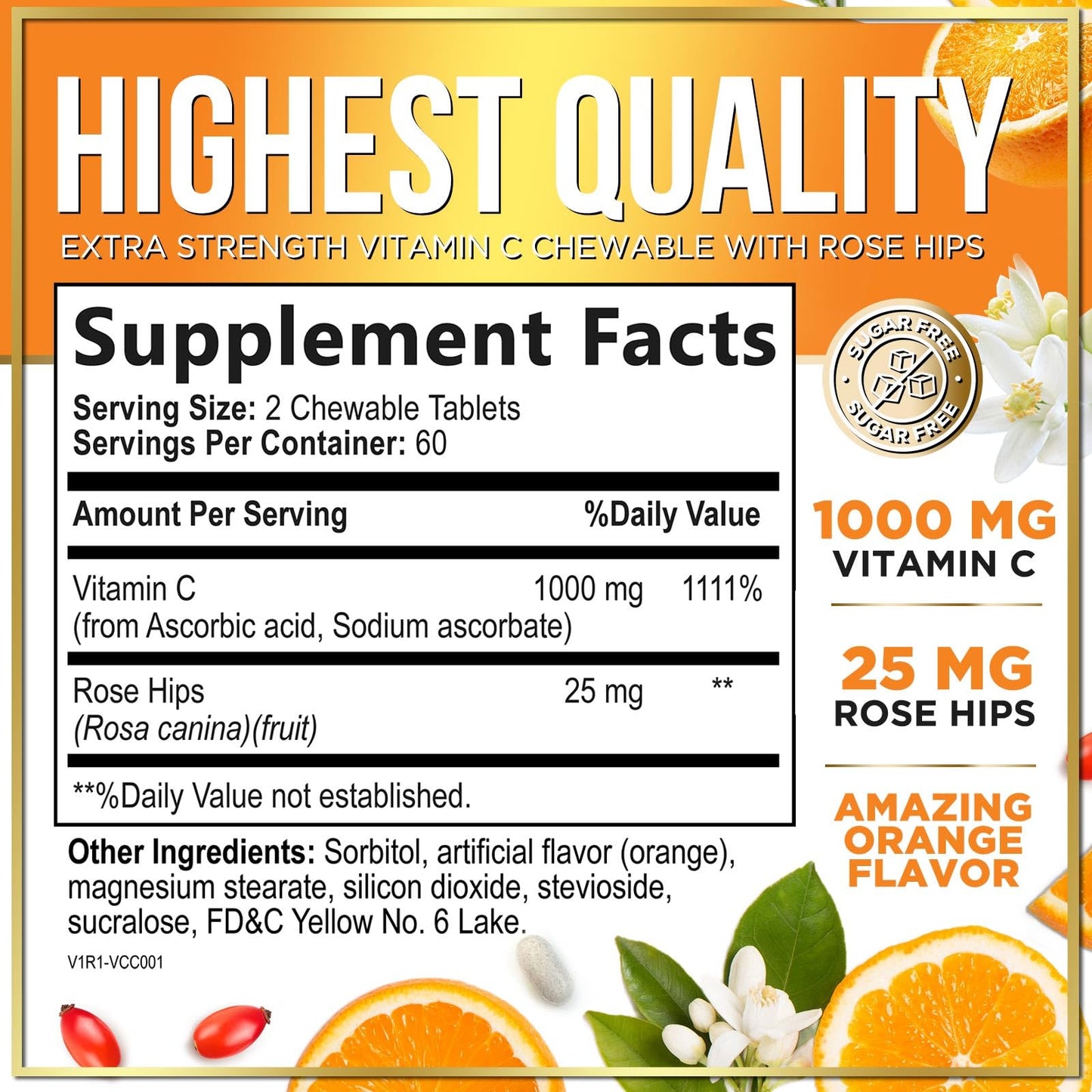 Frasco Hello Lovely! Vitamina C 1000 mg etiquetado frontal