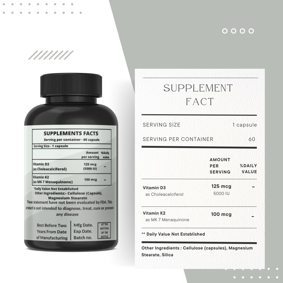 Heroot cápsulas vitamina k2 mk7 y d3 para salud ósea