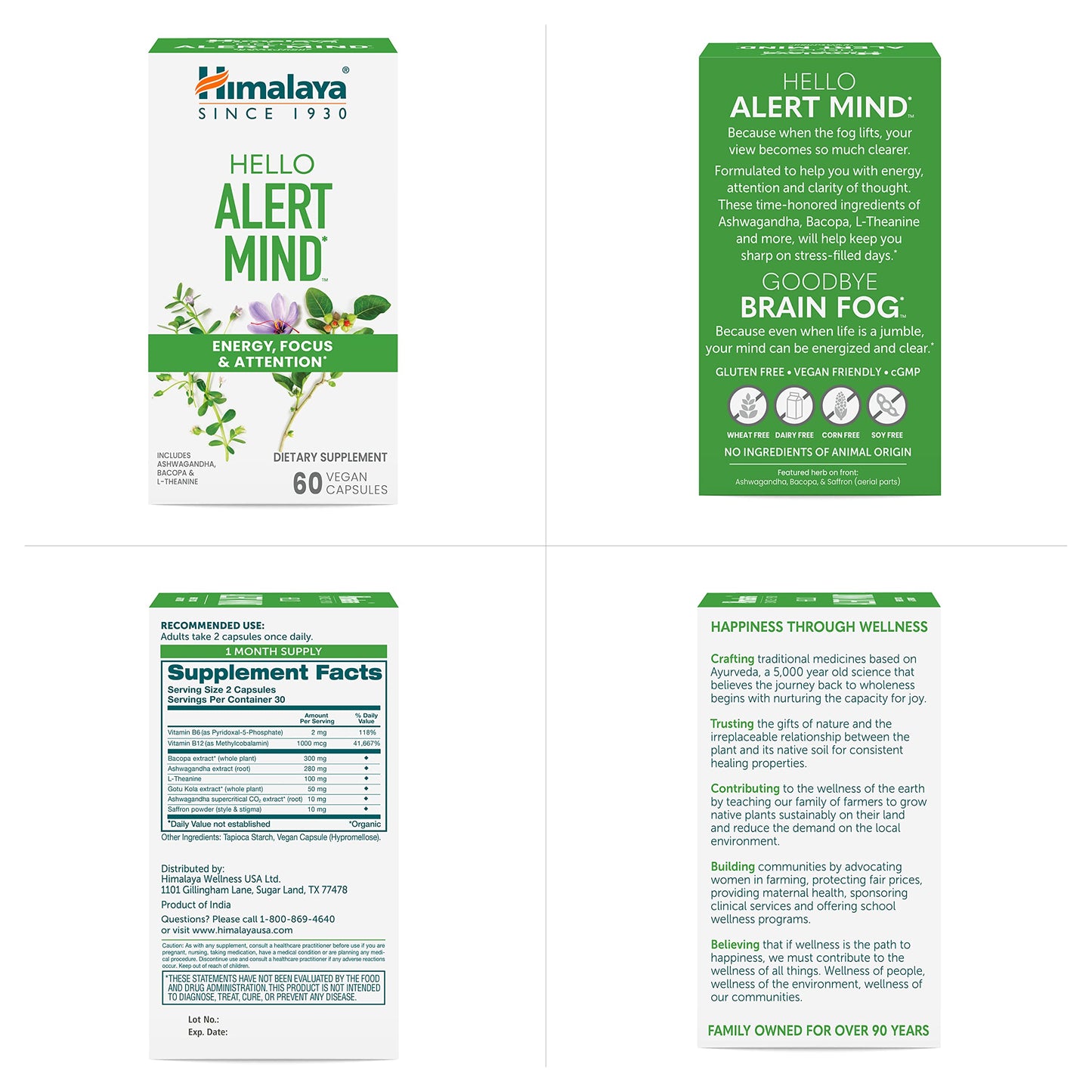 Frasco trasero Himalaya Hello Alert Mind con información