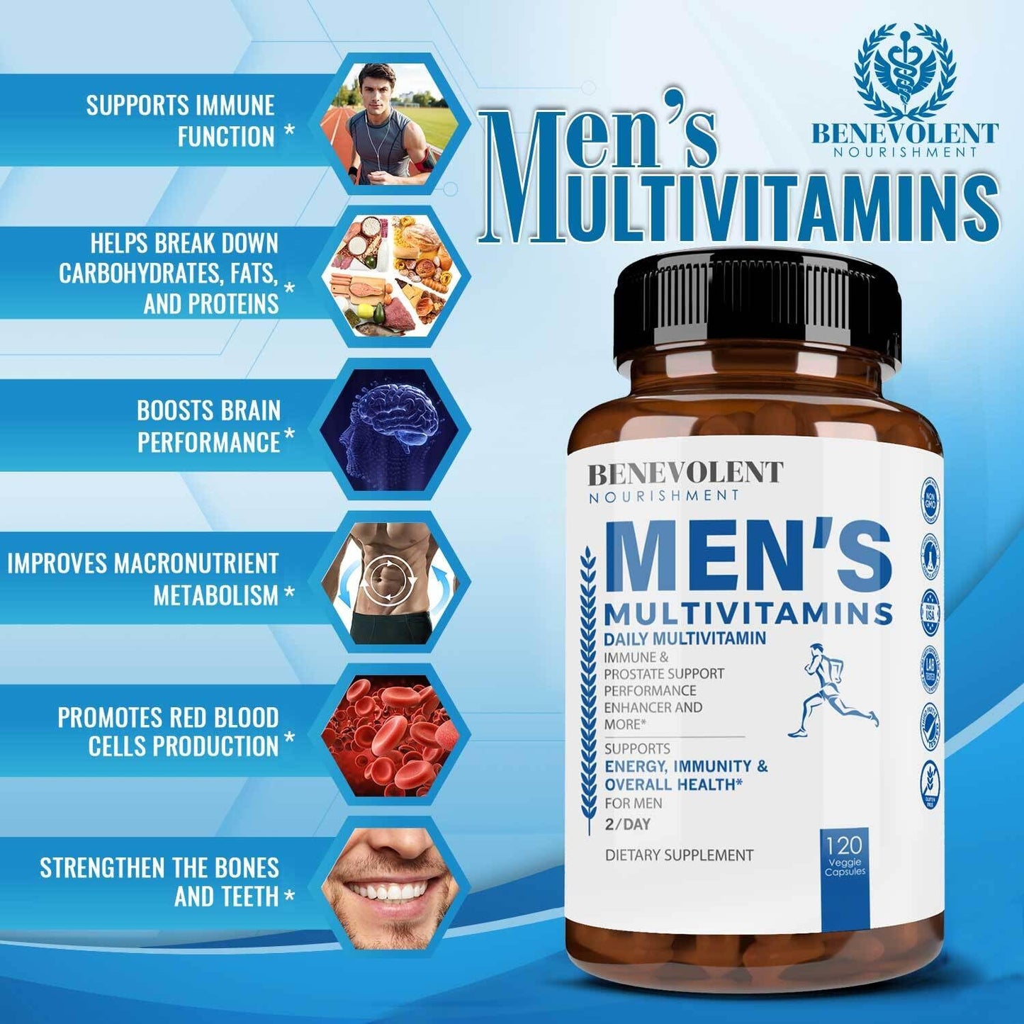 Dibujo de hombre corriendo con multivitamínico para hombres
