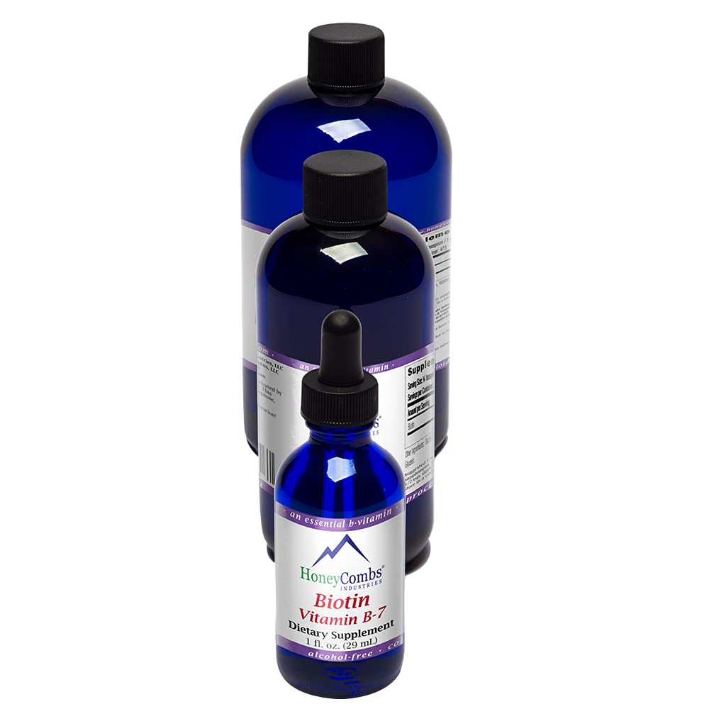 Botella HoneyCombs Biotina líquida 8oz para cabello piel uñas