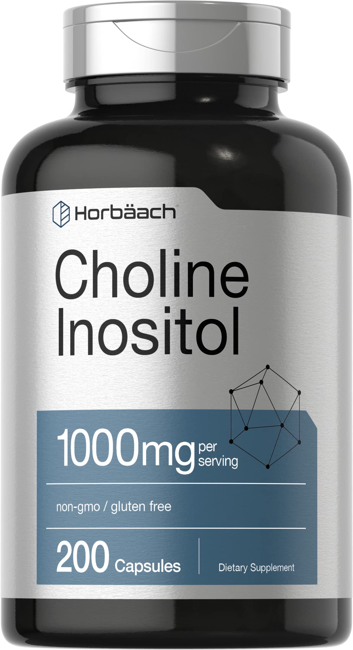 Horbaach colina inositol suplemento 200 cápsulas sin gluten