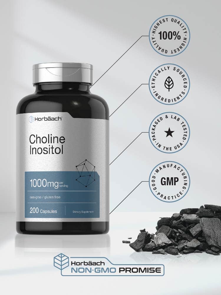 Horbaach suplemento colina inositol 200 cápsulas no GMO