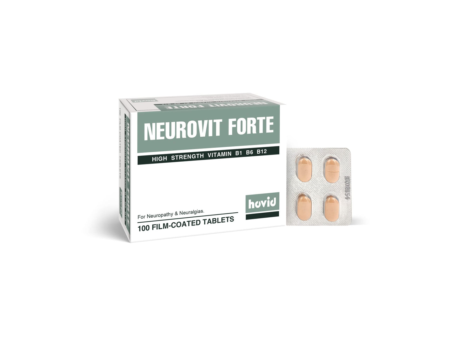 Frasco de HOVID Neurovit Forte 100 tabletas vitaminas B